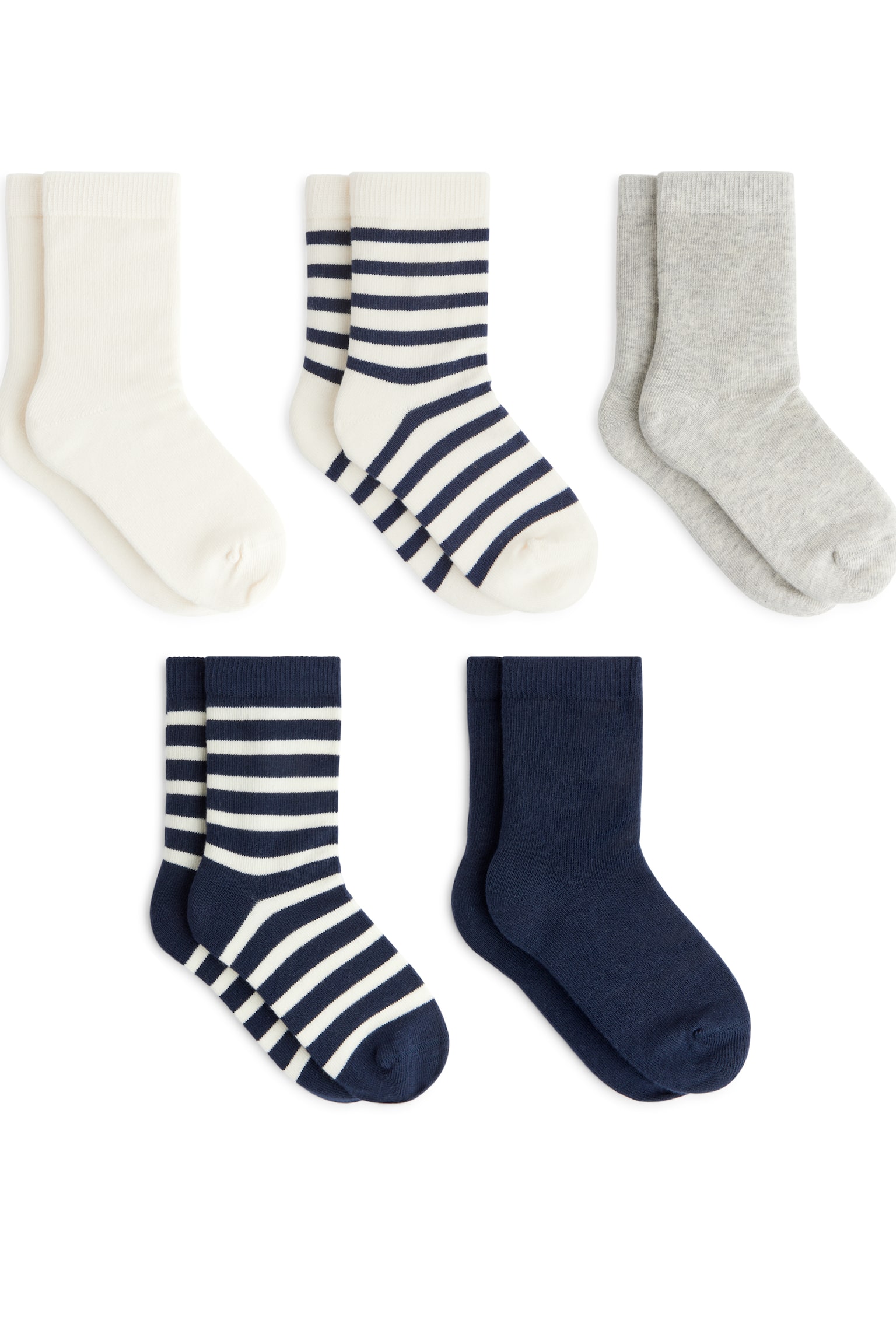 Cotton Socks Set of 5 - Dark Blue/Beige/Blues/Multi-Colour/Mole/Off White/Lilac/Red/Blue - 1