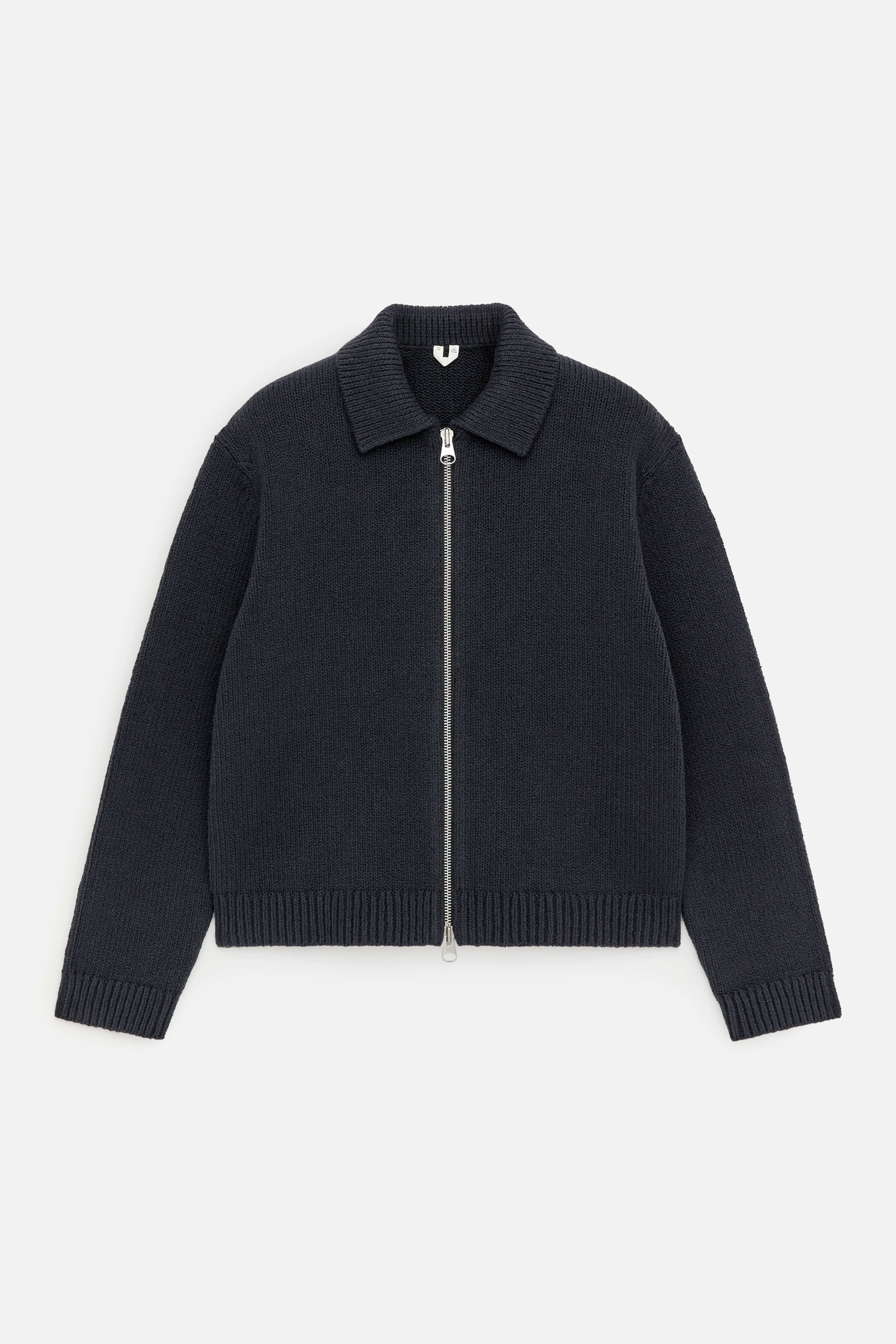 Cardigan con cerniera in misto cotone - Blu scuro