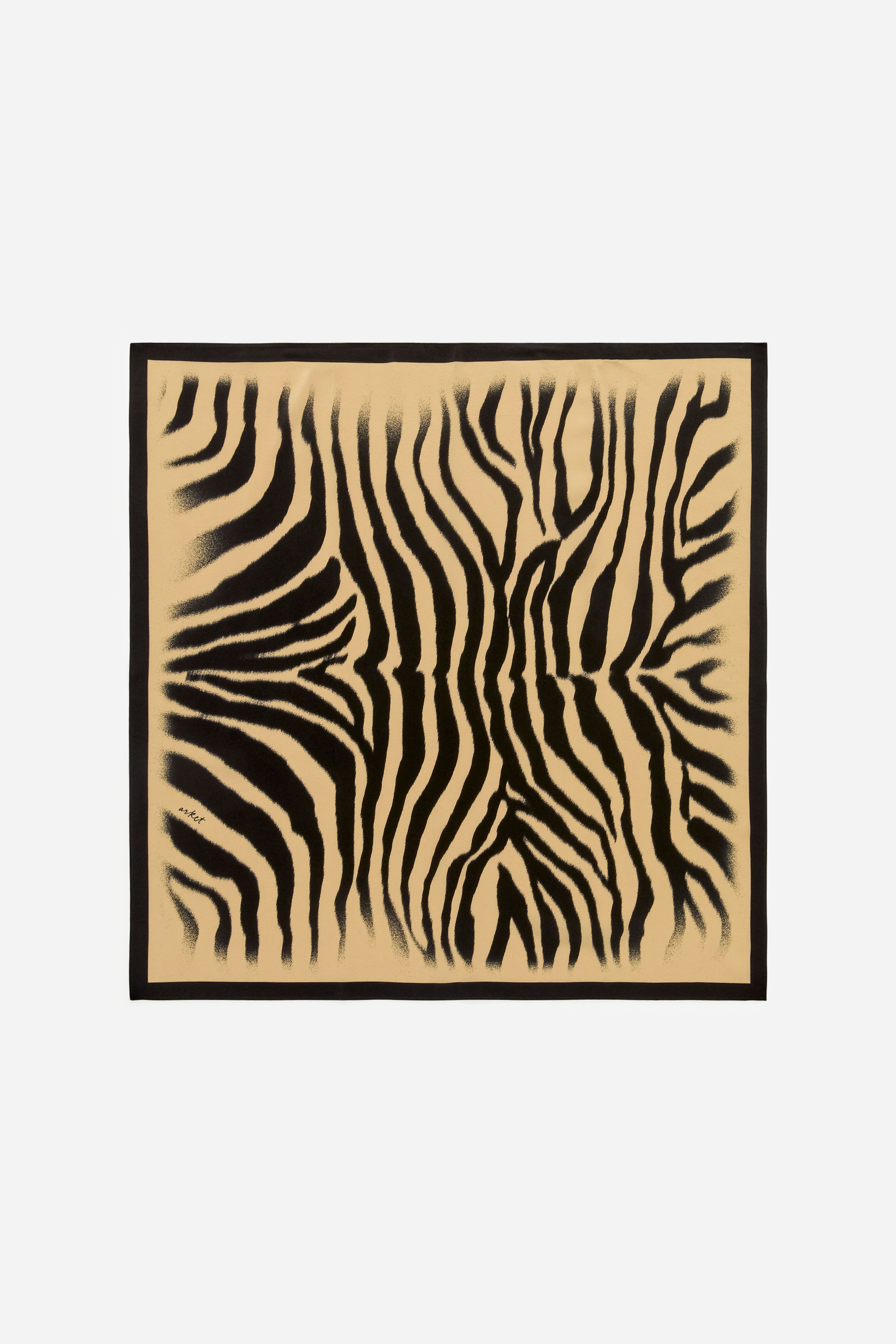 Zijden sjaal met print - Beige/zwart