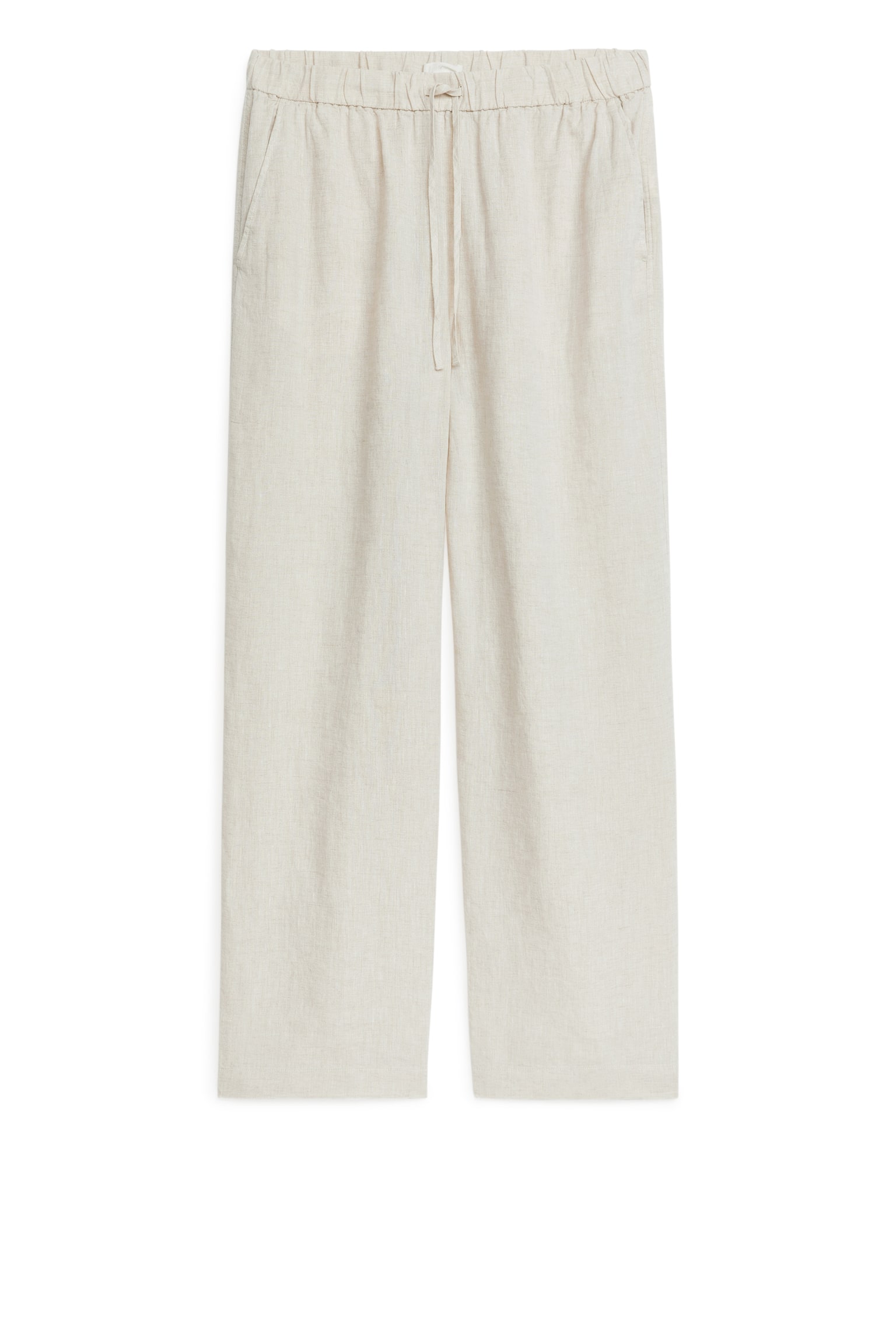 Linen Drawstring Trousers - Beige/Black/Off White/Black - 1