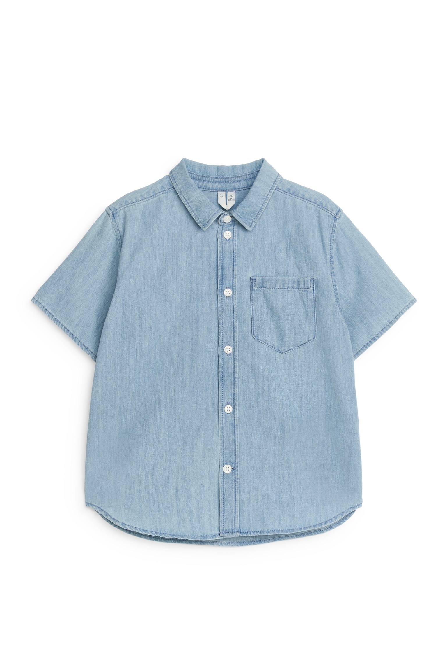 Short-Sleeve Denim Shirt - Light Blue - 1