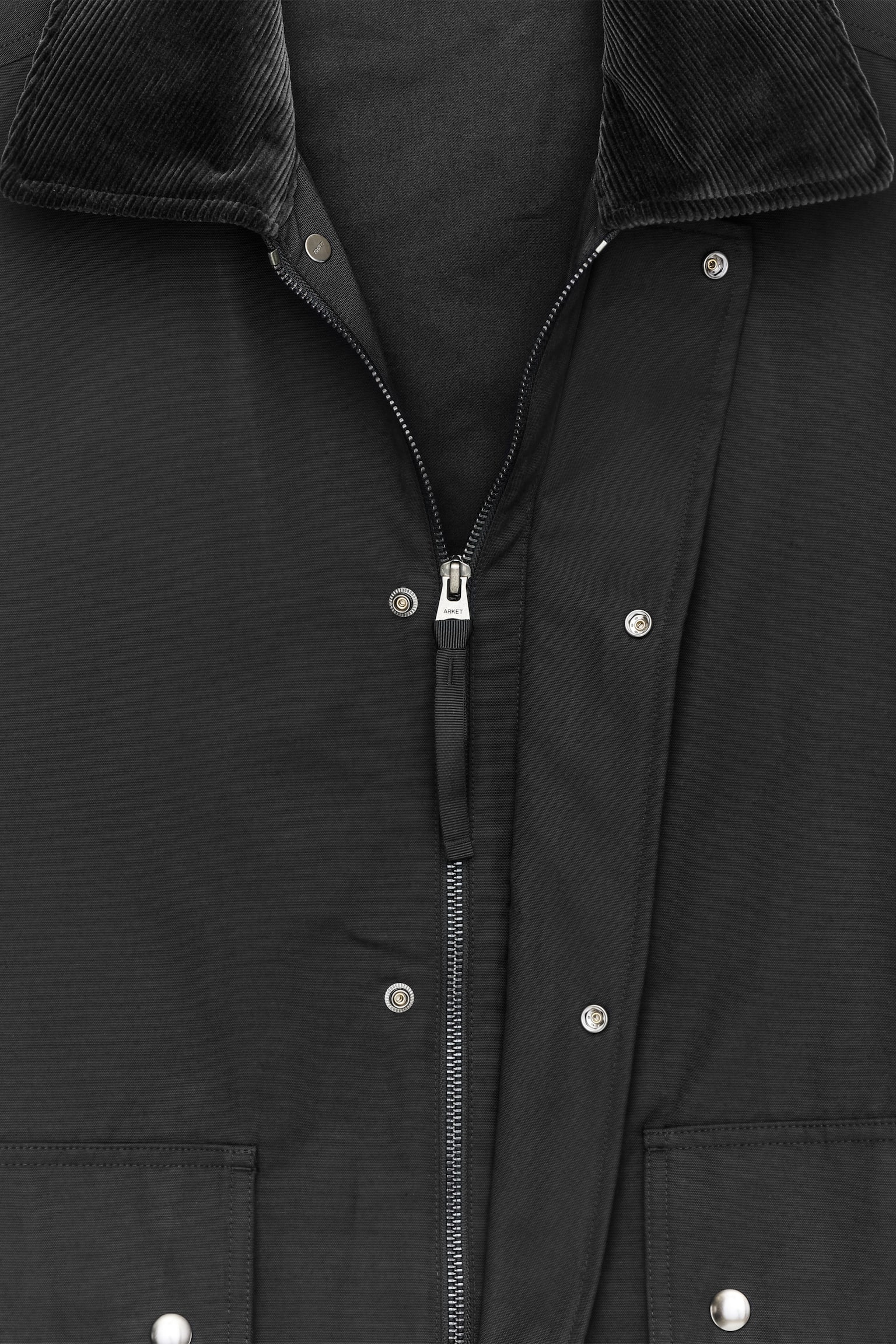 Gewachste Jacke aus Nylon und Baumwolle - Schwarz/Hellbeige - 6