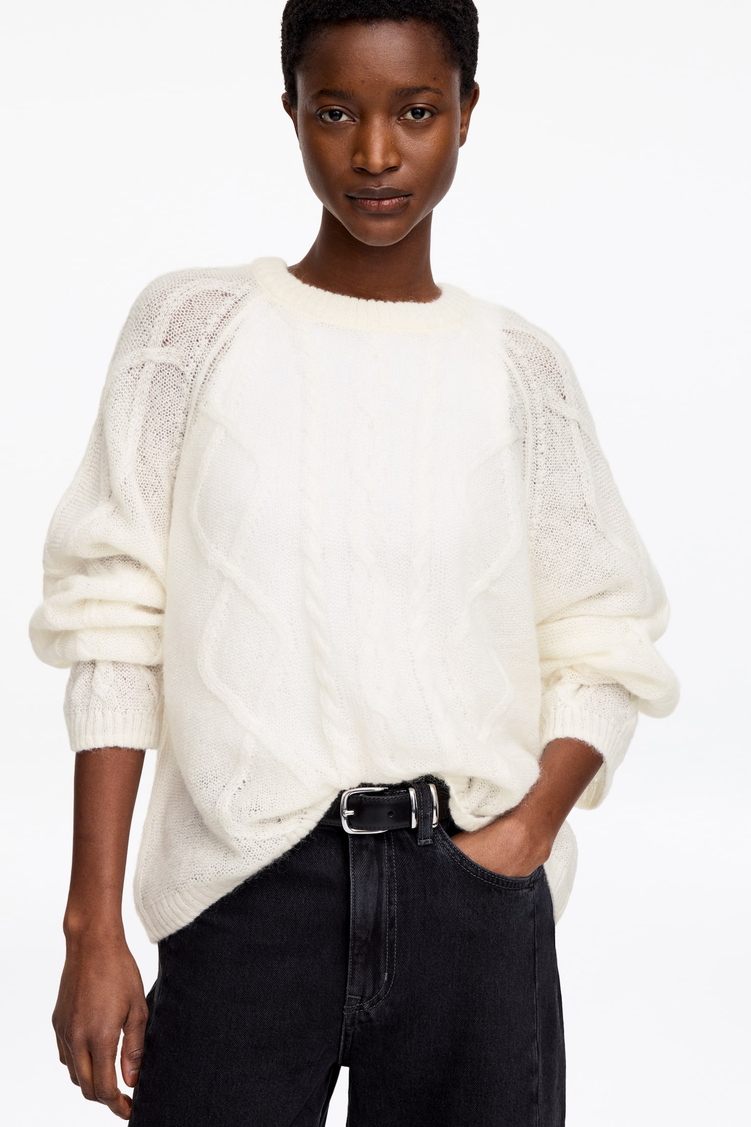 Pullover aus Wolle und Mohair - Weiß - 5