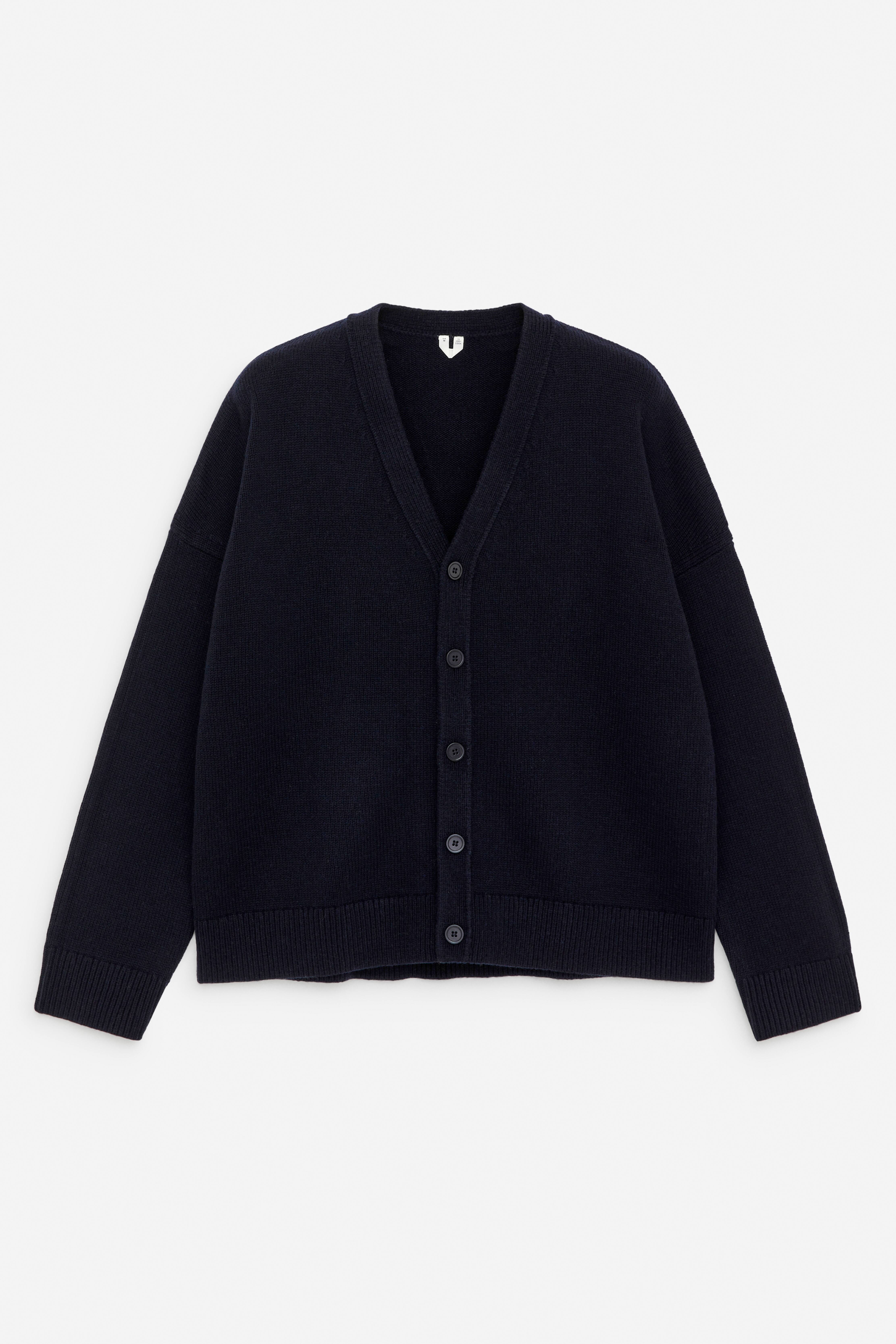 Ullcardigan med v-hals - Mørkeblå/Mørkegrå