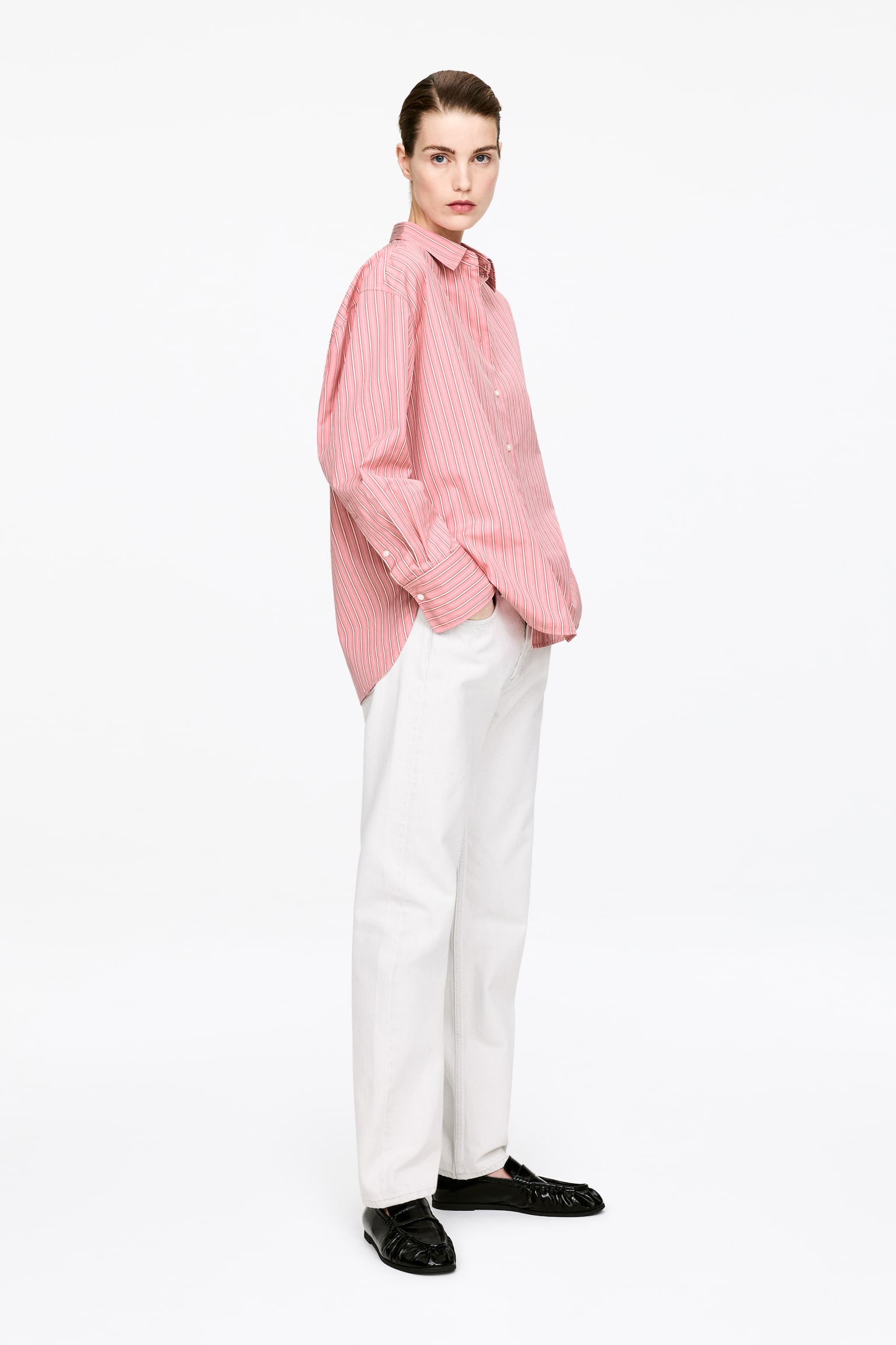 Baumwollhemd - Rosa/Weiß - 3