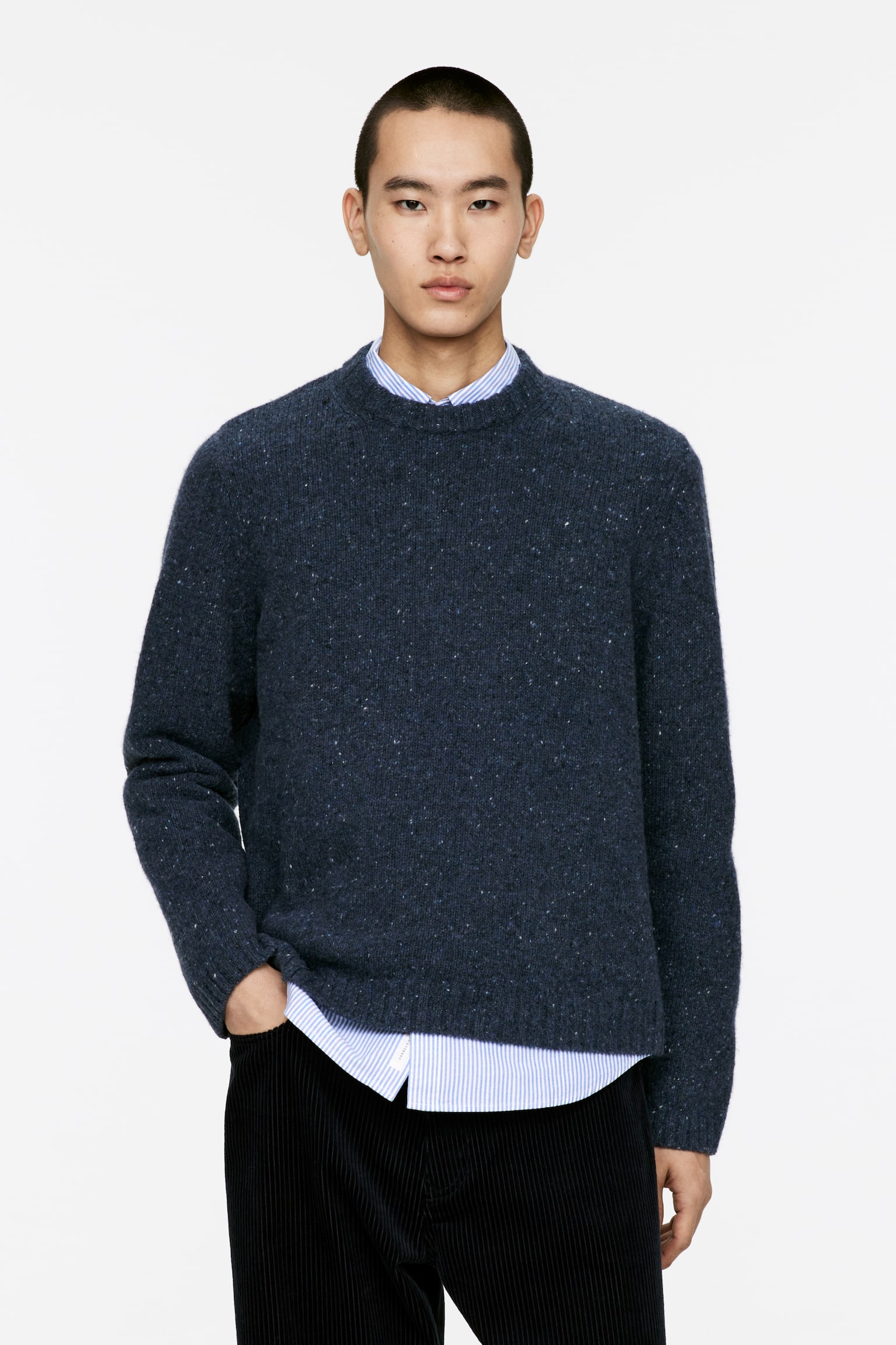 Wool-Alpaca Blend Jumper - Dark Blue/Beige Melange/Dark Grey Melange/Grey Melange - 1