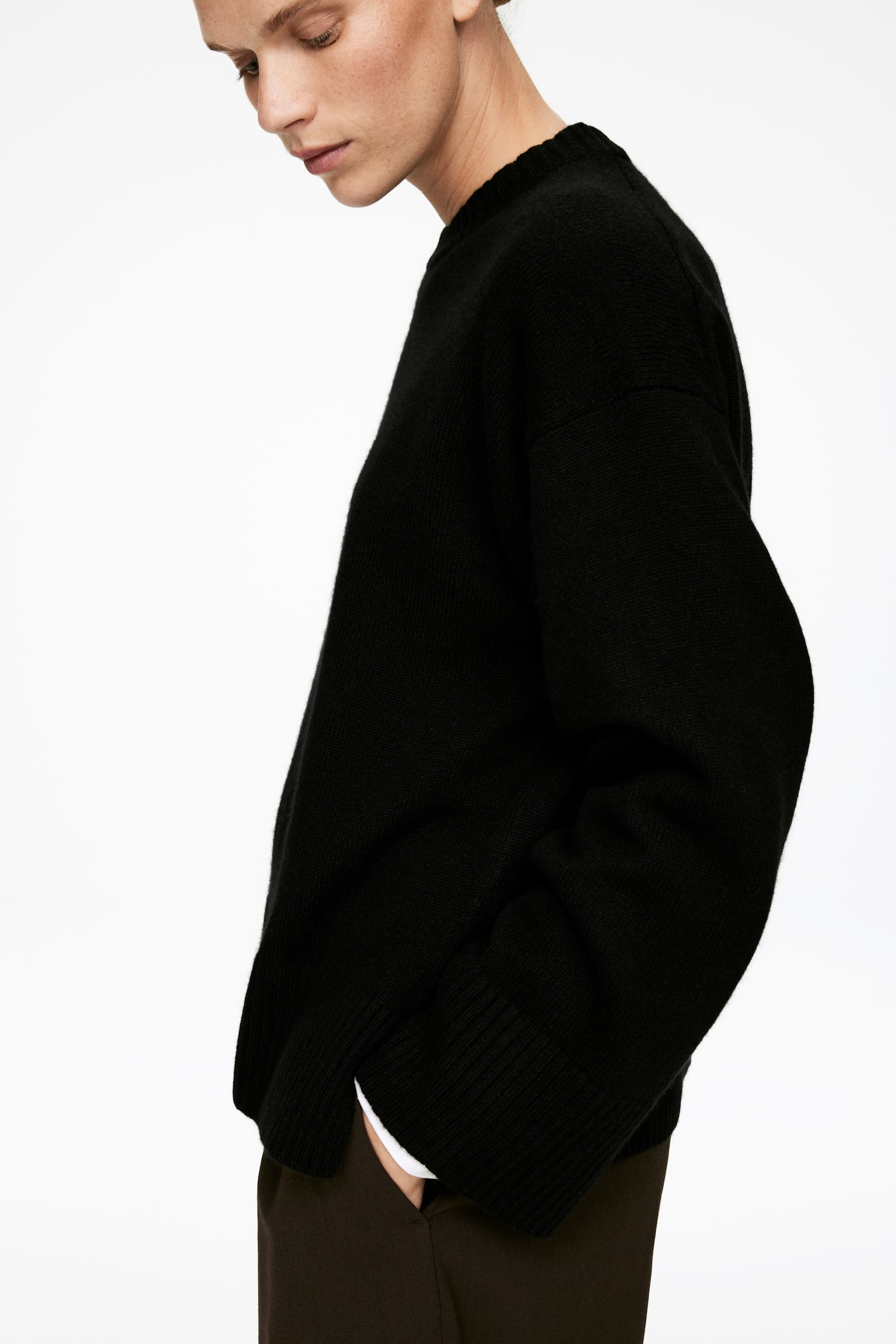 Oversized trui van pure kasjmier​ - Black/Bordeauxrood/Paars - 6