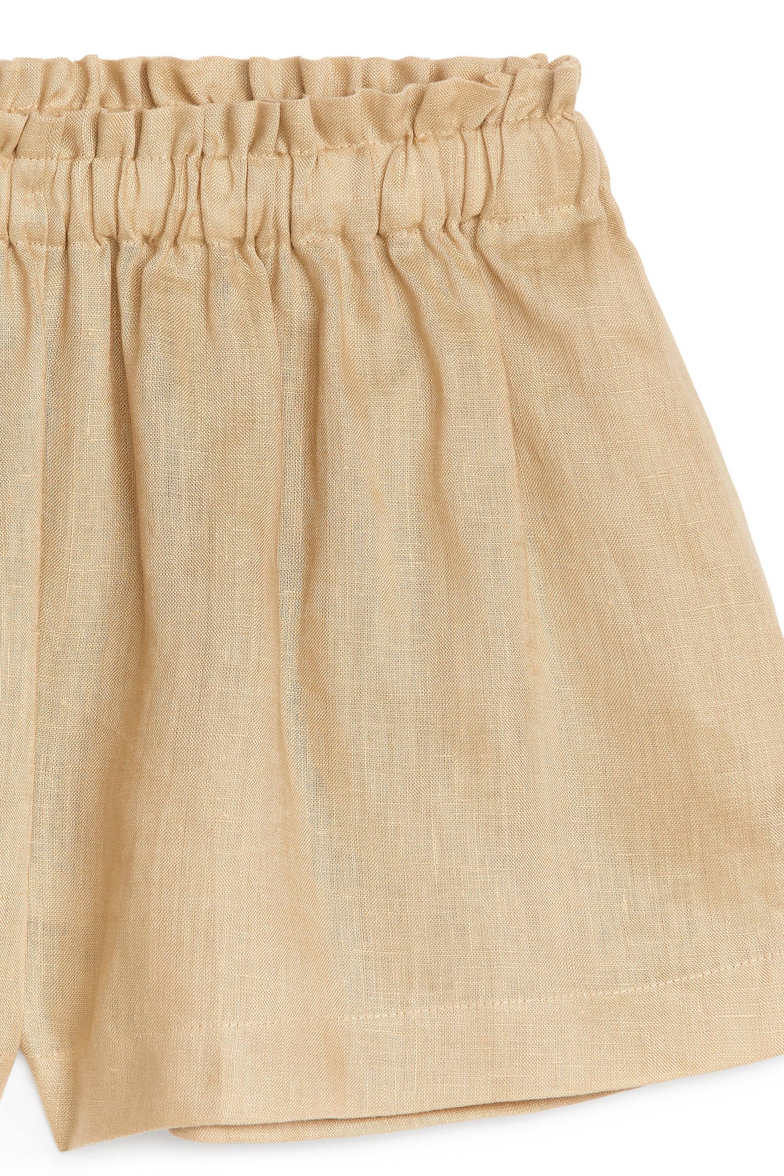 Wide Linen Shorts - Beige - 2