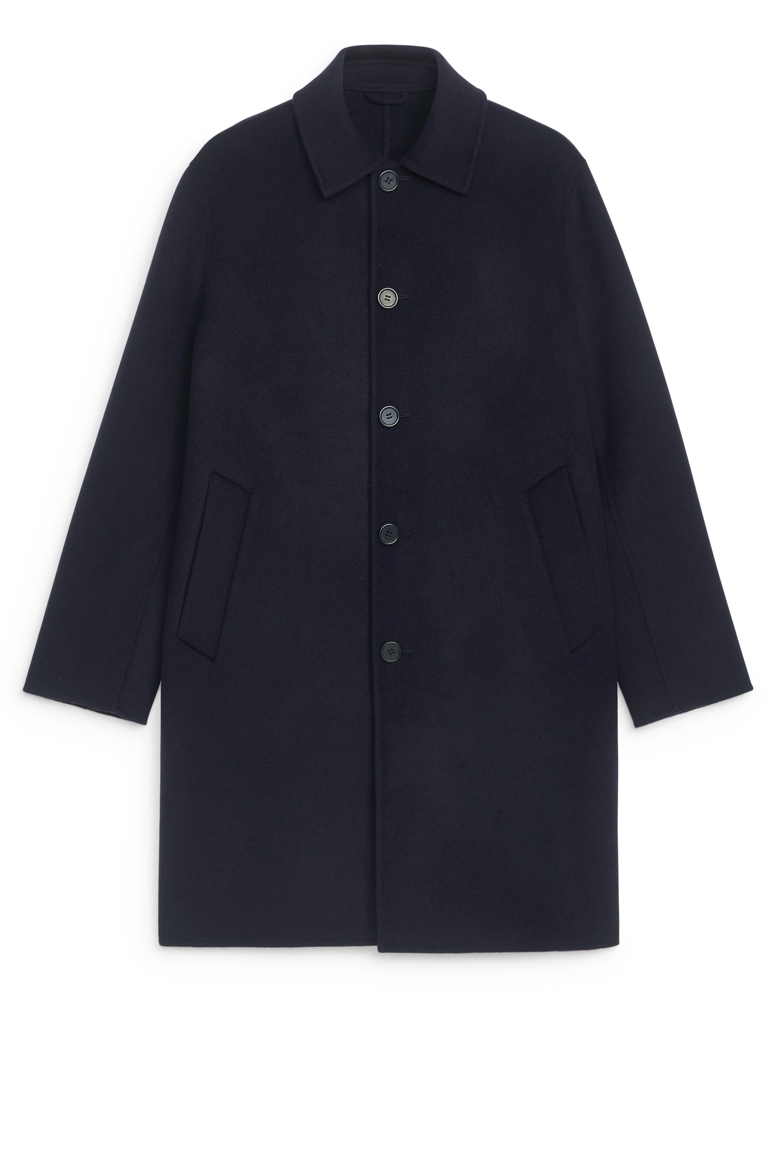 Double-Face Wool Blend Coat - Dark Blue/Dark Green - 2