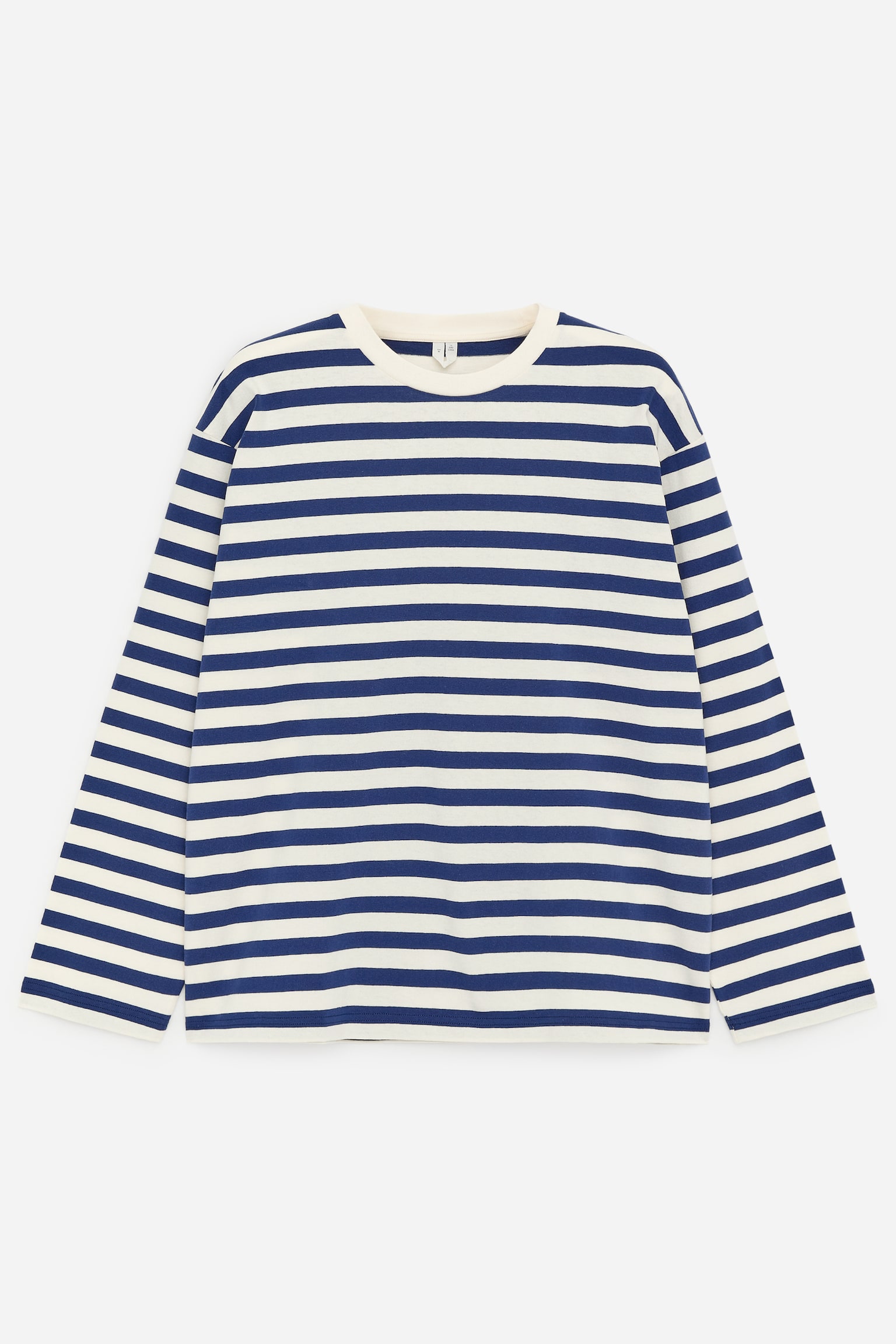 Ruimvallend T-shirt met lange mouwen - Blauw/wit - 2