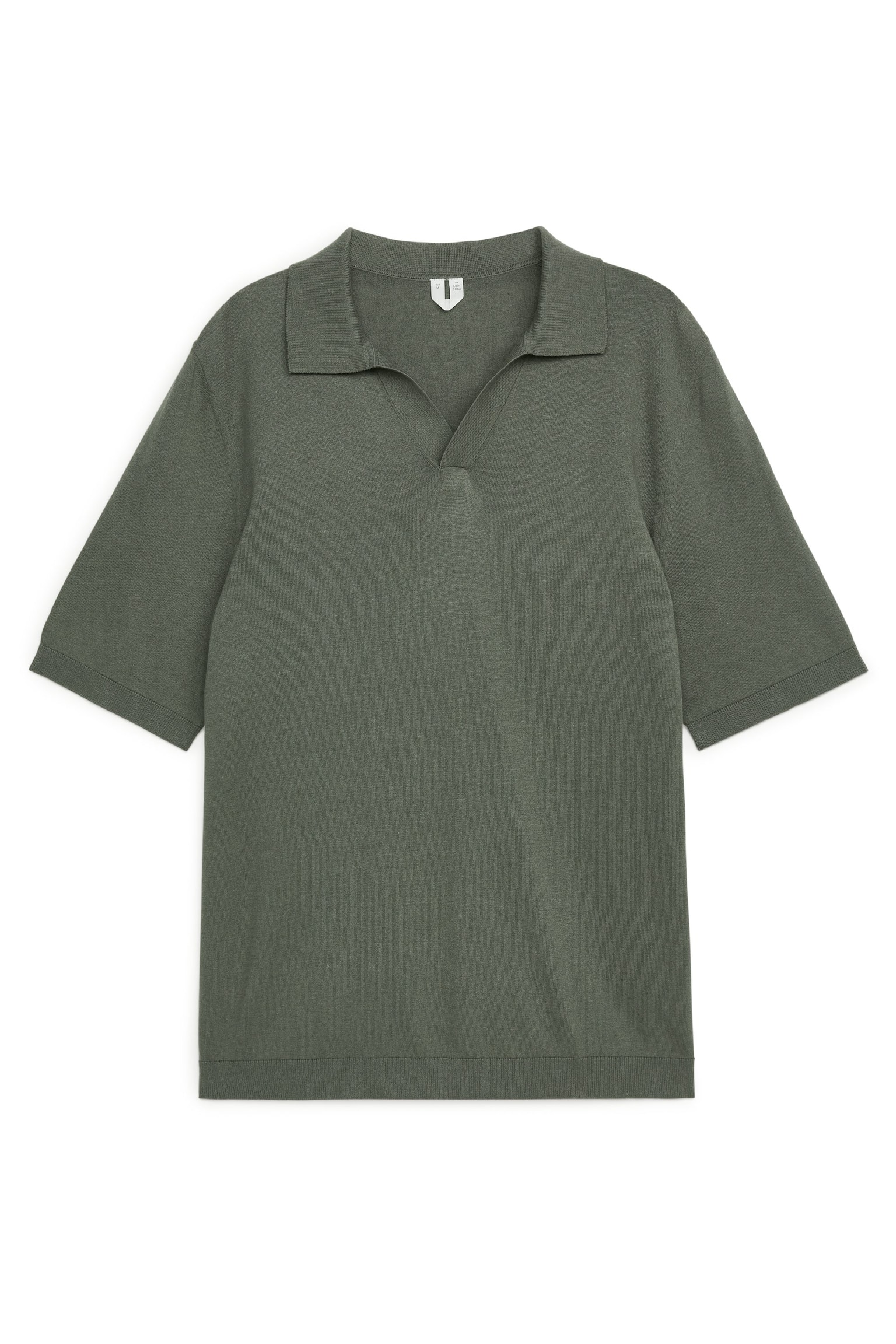 Cotton Linen Polo Shirt - Khaki Green/Off White/Dark Brown/Dark Blue - 1