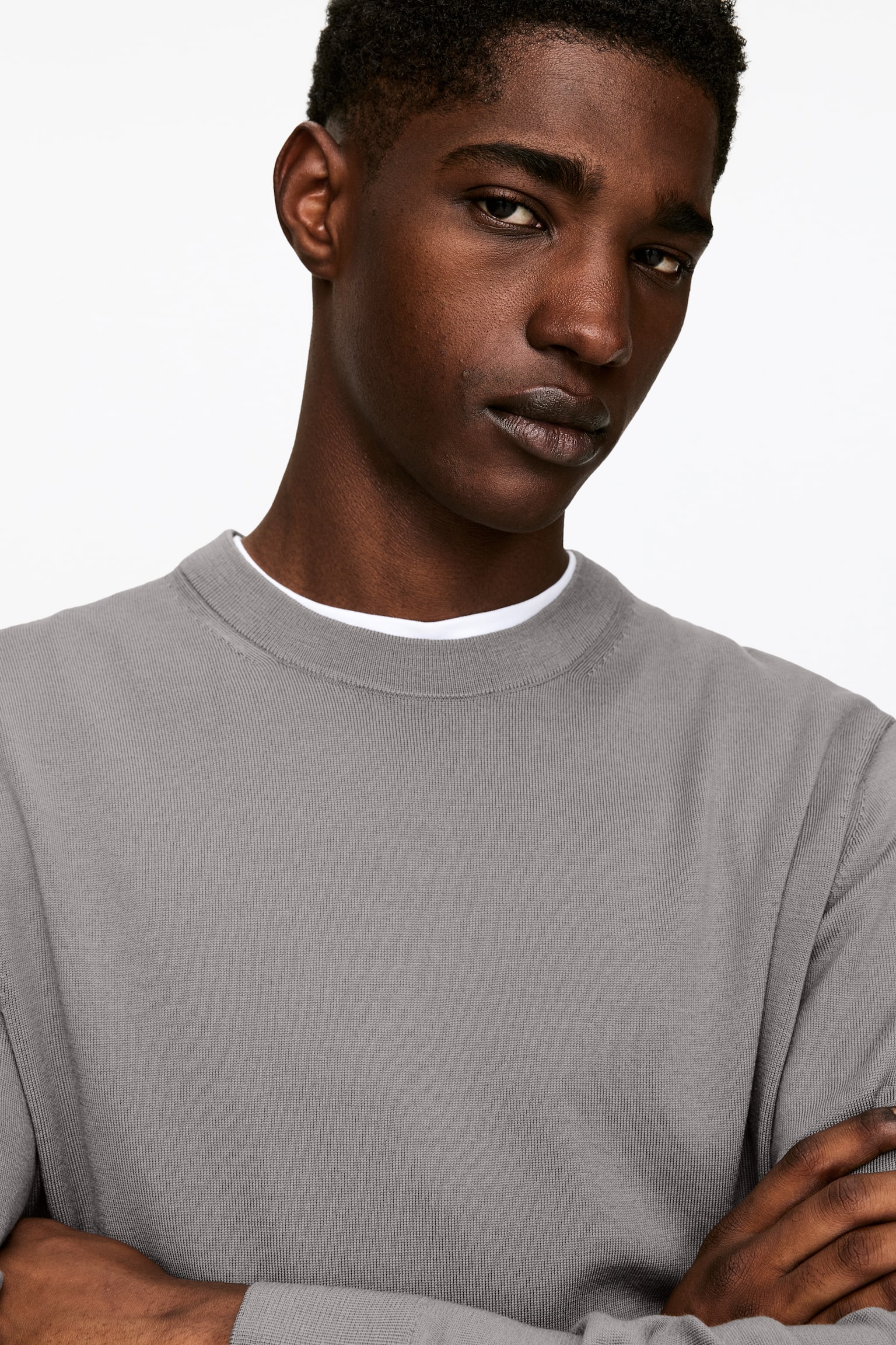 Finstickad tröja i merinoull - Mullvadsgrå/Gråmelerad/Dark Blue/Mörkgrå/Mörkgrön/Mörkbrun - 6