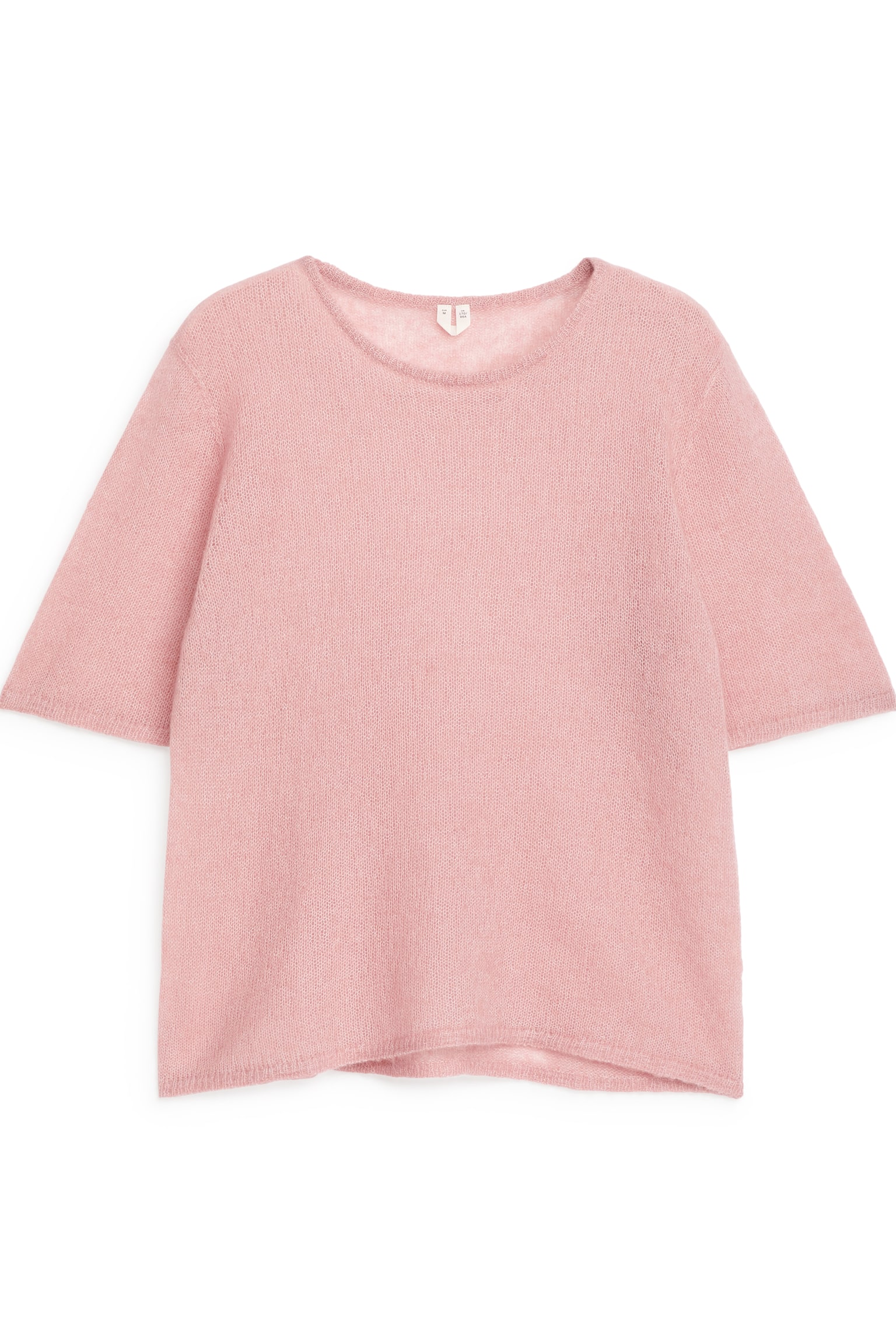 Wool-Mohair Blend Top - Pink/Light Grey - 1