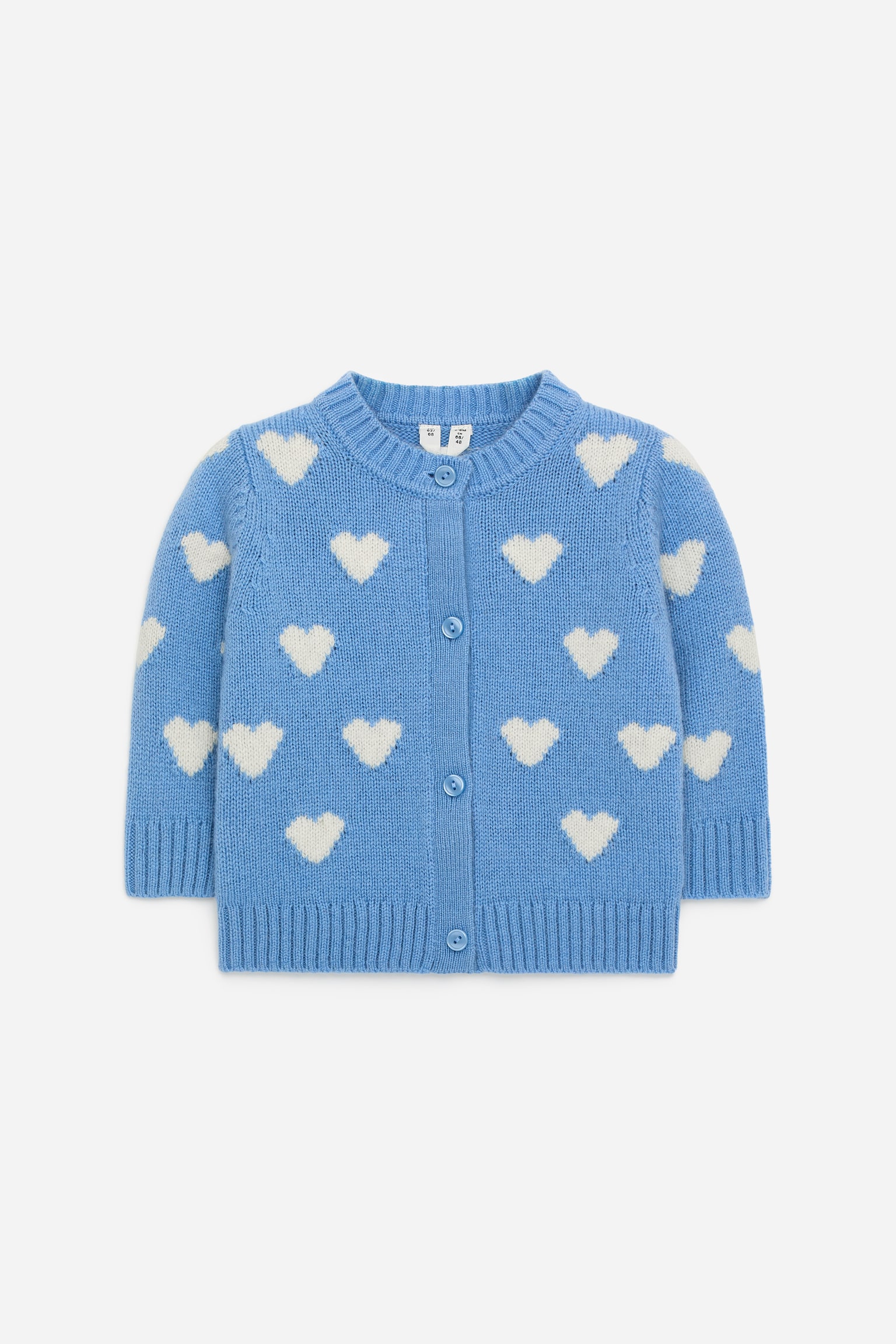 Cardigan din bumbac - Albastru/Inimi - 1