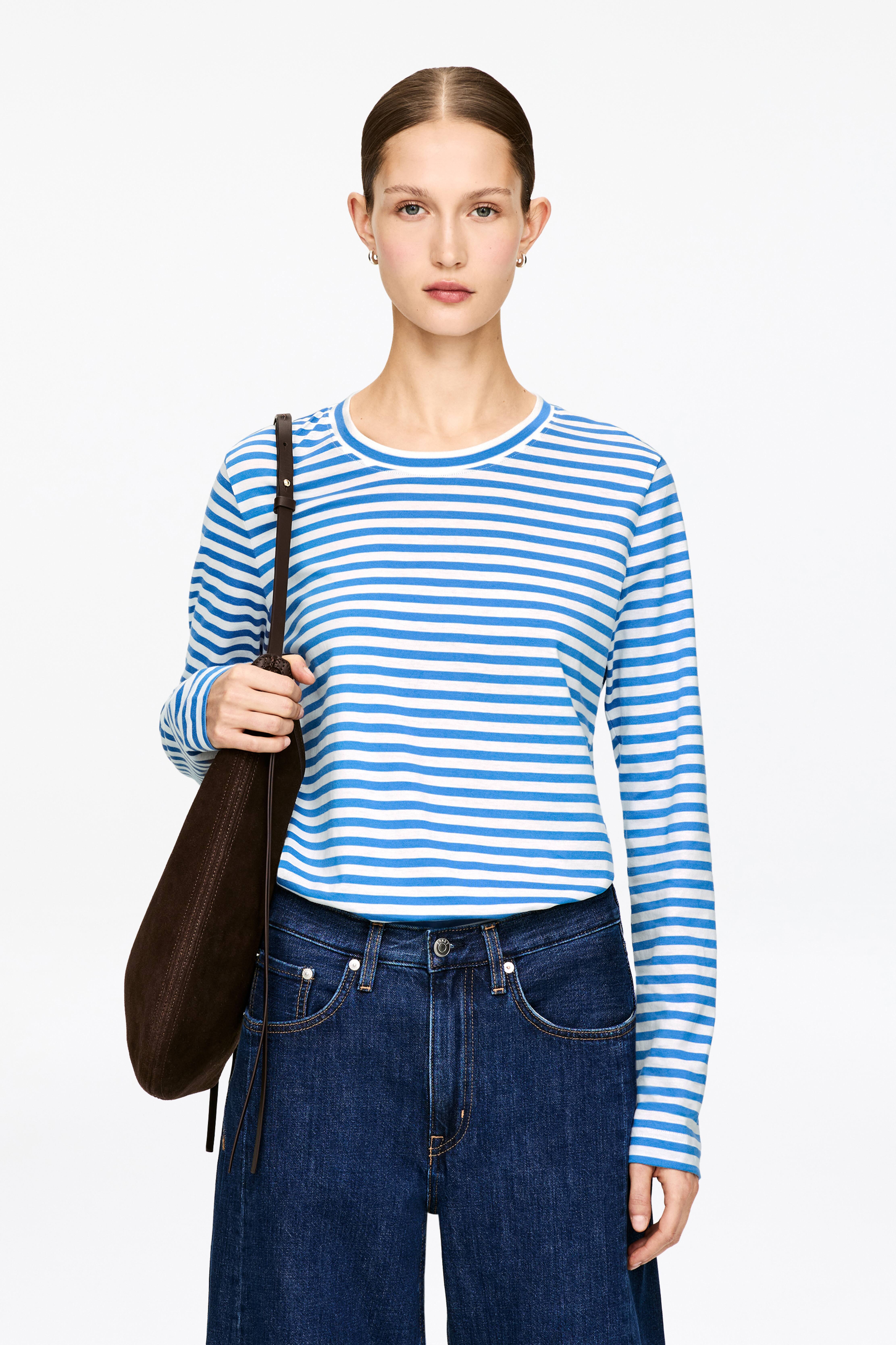 IRIS Charakteristisches Langarm-T-Shirt - Knallblau/Weiß/Weiß/Braun/Weiß/Grün/Grau/Schwarz/Cremeweiß/Cremeweiß/Schwarz/Rosa