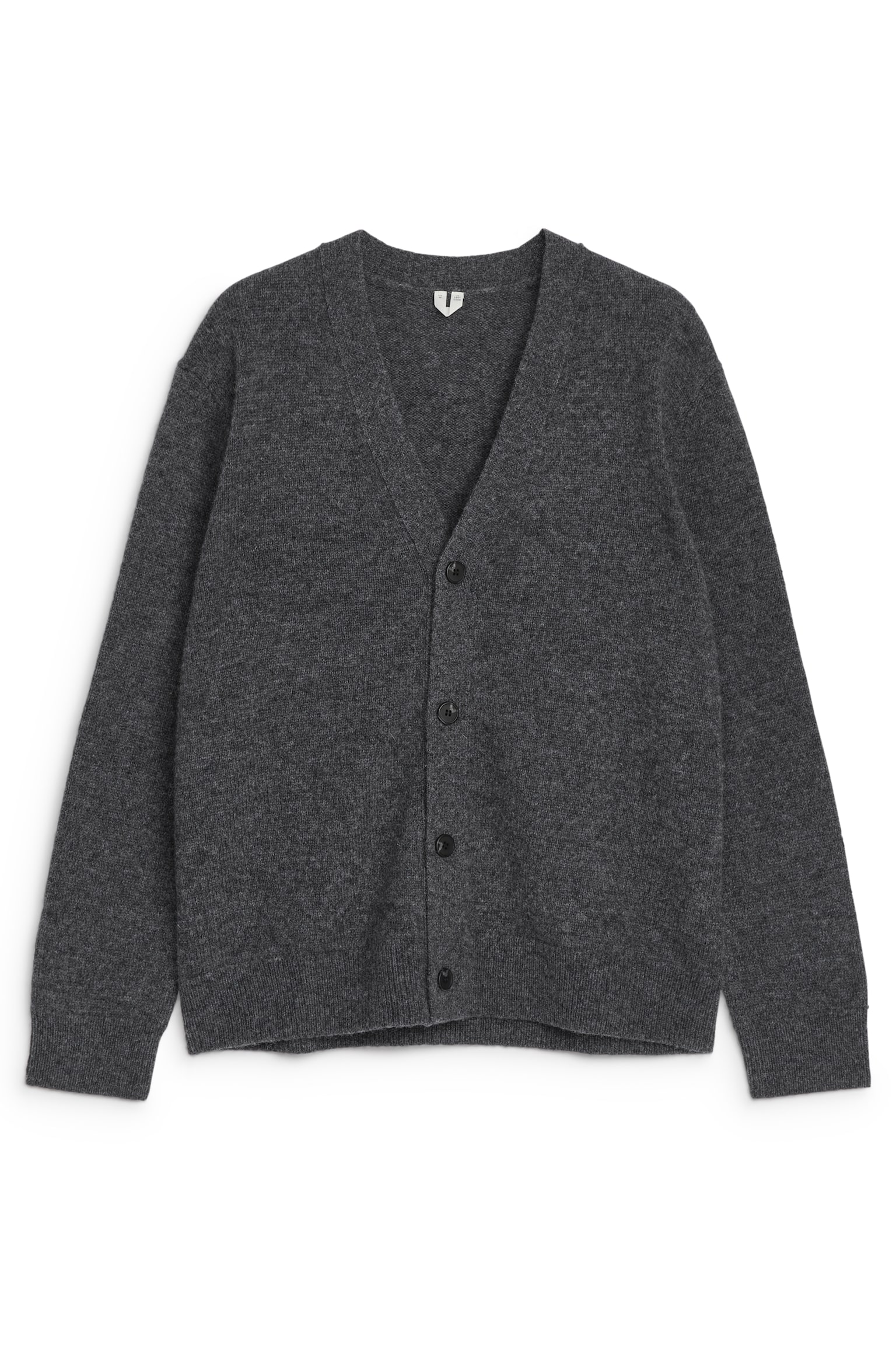 V-Neck Wool Cardigan - Dark Grey/Burgundy - 1