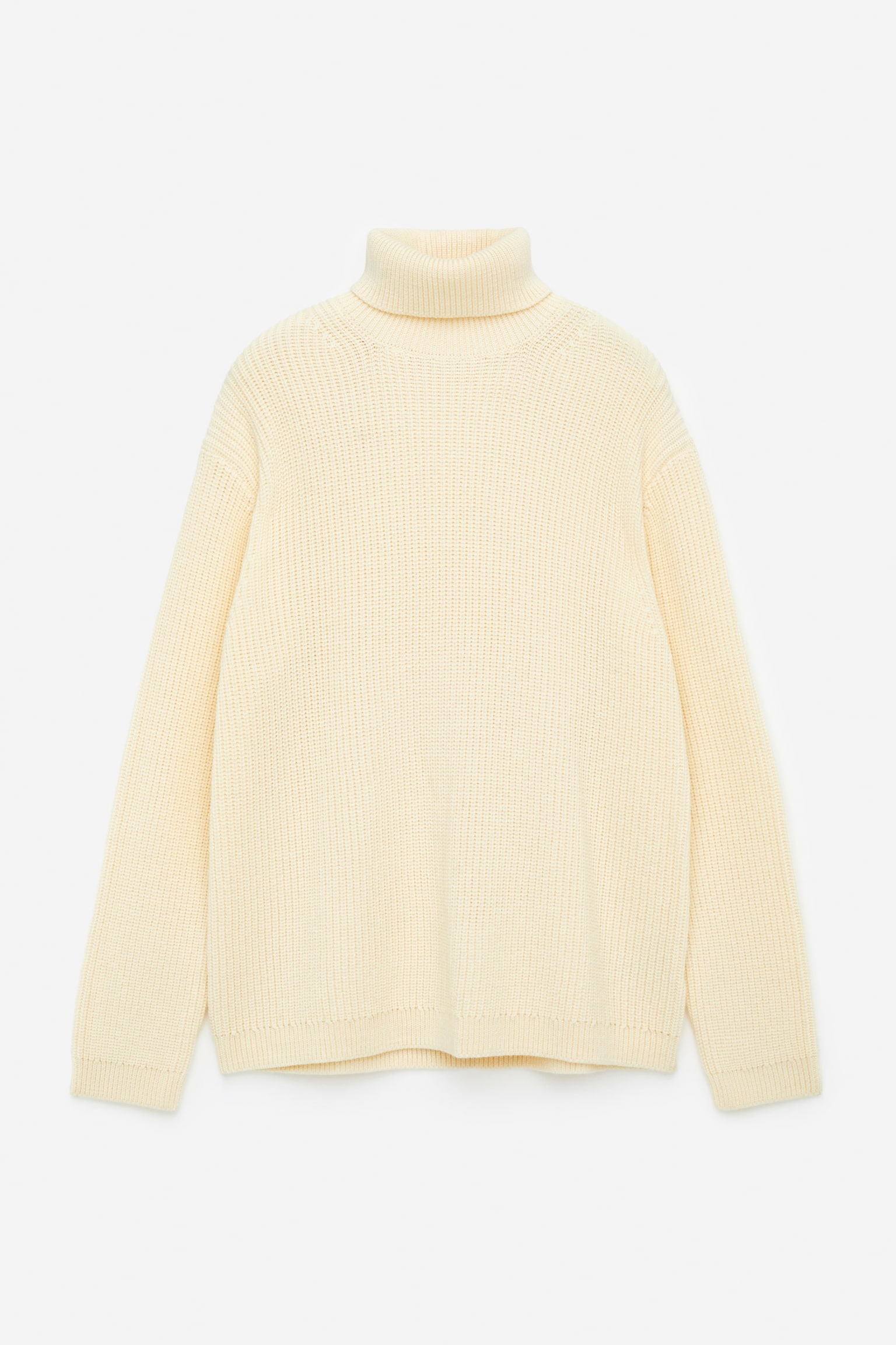 Heavy Wool Roll-Neck Jumper - Off White/Dark Blue - 1