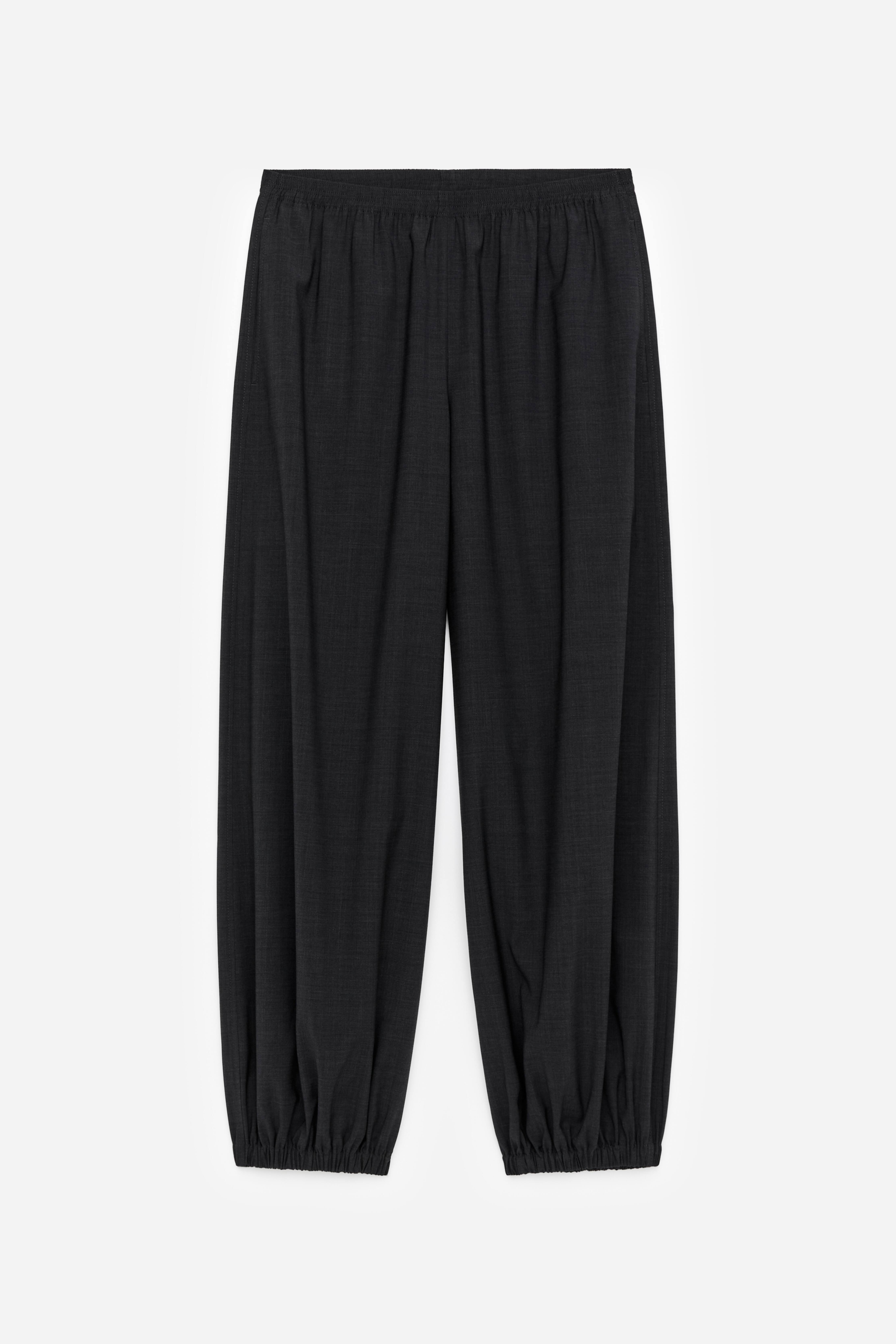 Barrel-Leg Trousers - Dark Grey/Black
