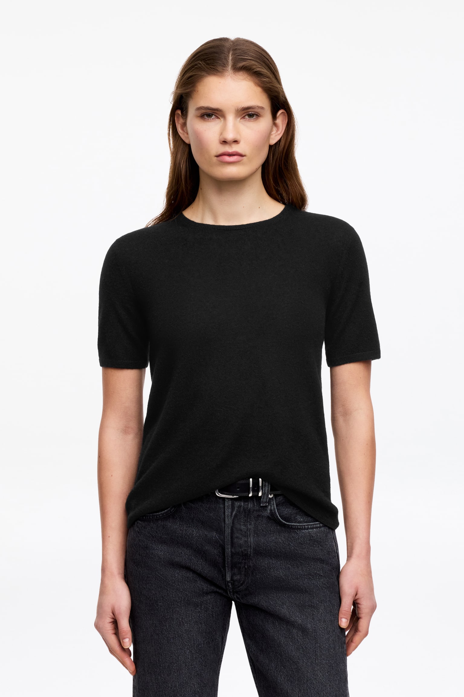 Oberteil aus reinem Kaschmir - Schwarz/Grau - 1