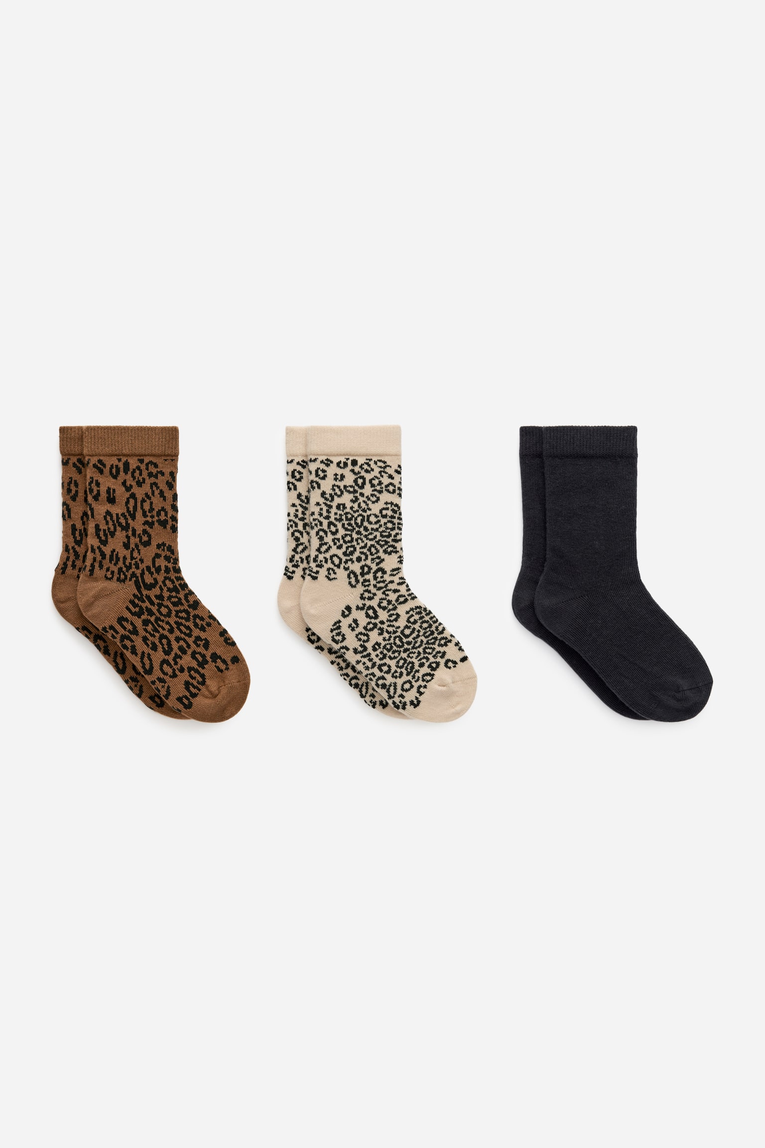 Baumwollsocken, 3er-Pack - Beige/Schwarz