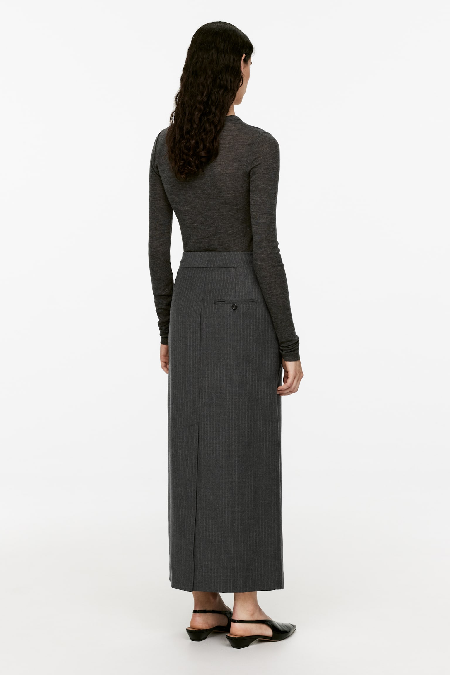 Wrap Skirt - Grey Melange/Pinstripe - 7