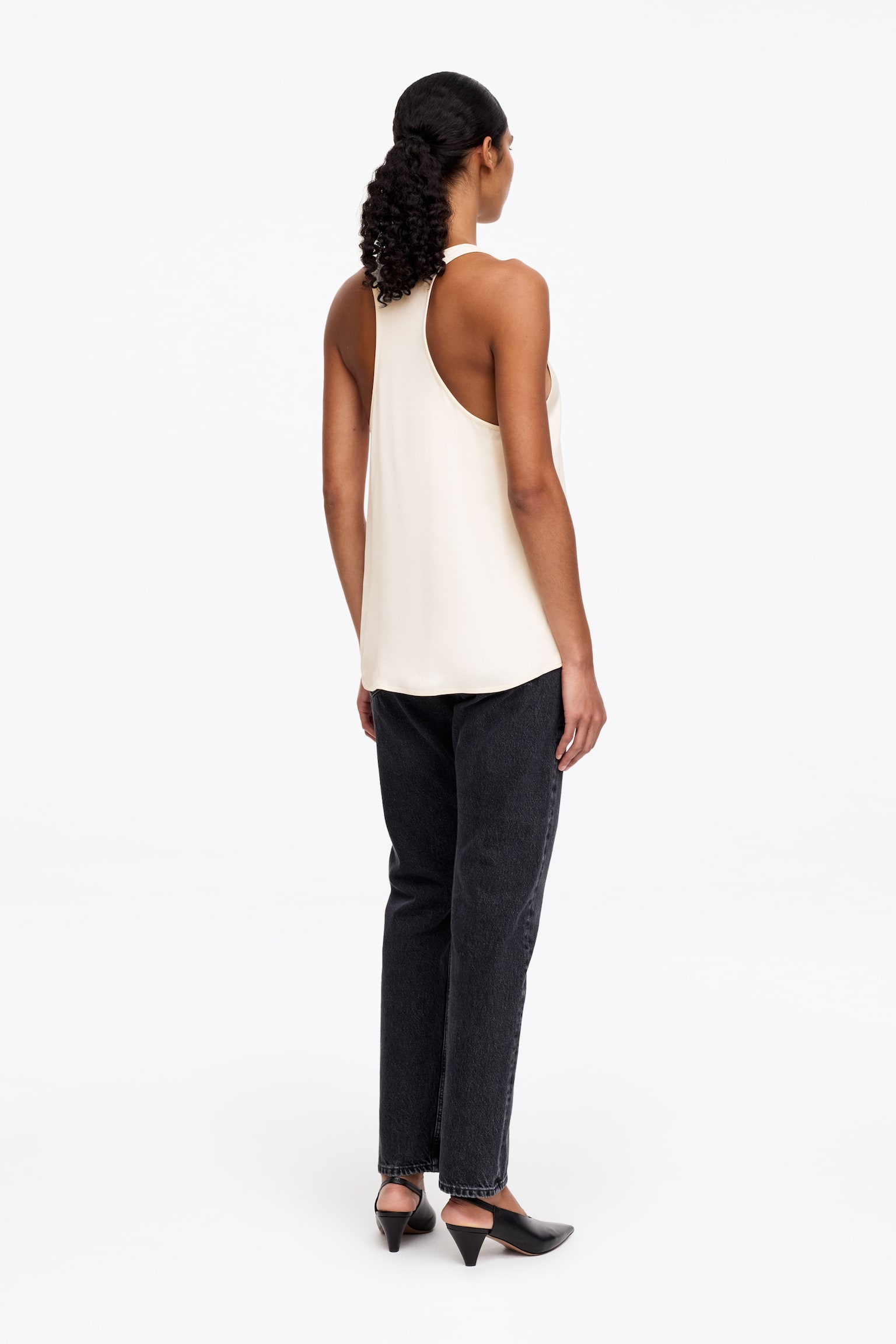 Sportig satintopp - Off-white - 3