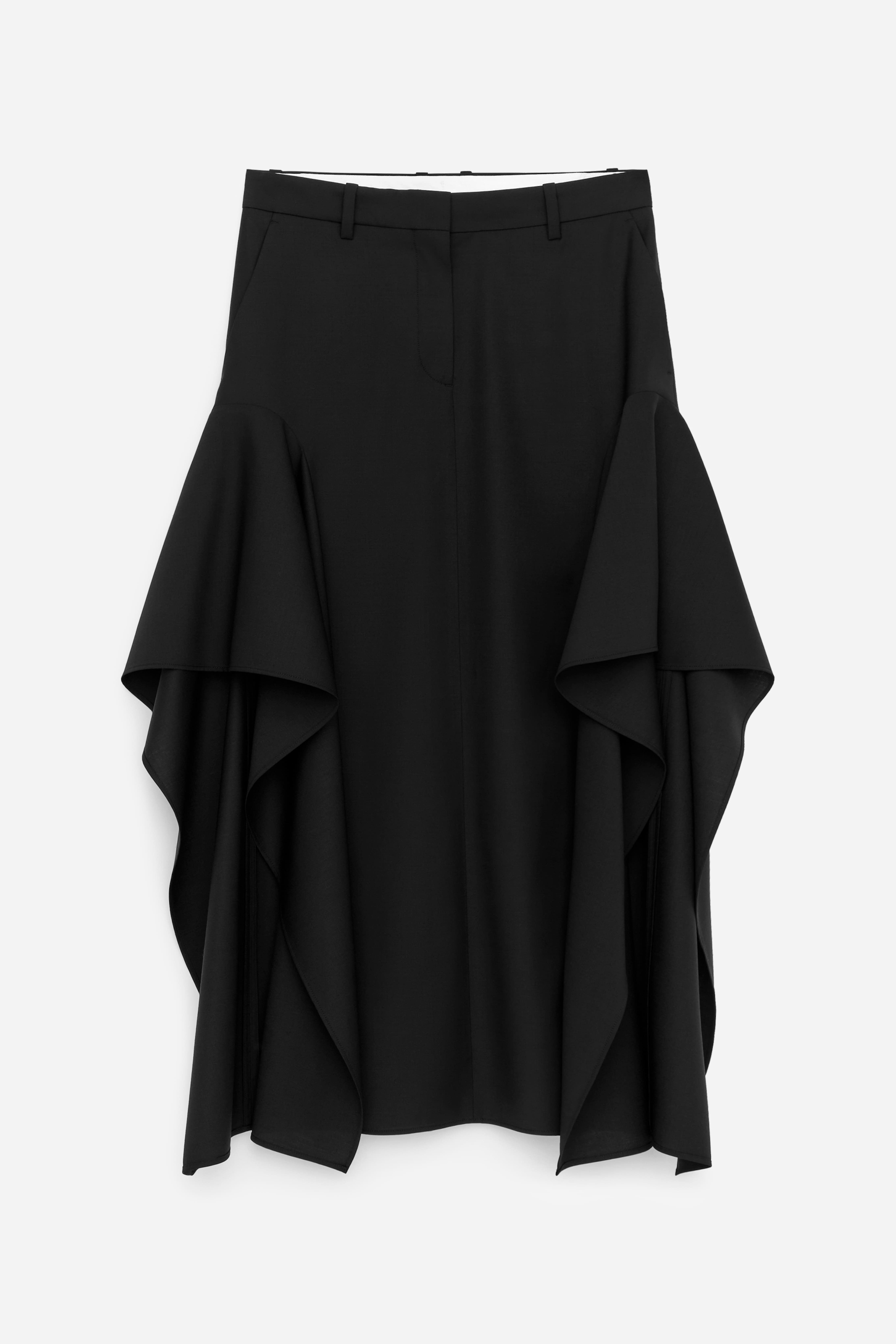 Elegante rok met ruches - Zwart