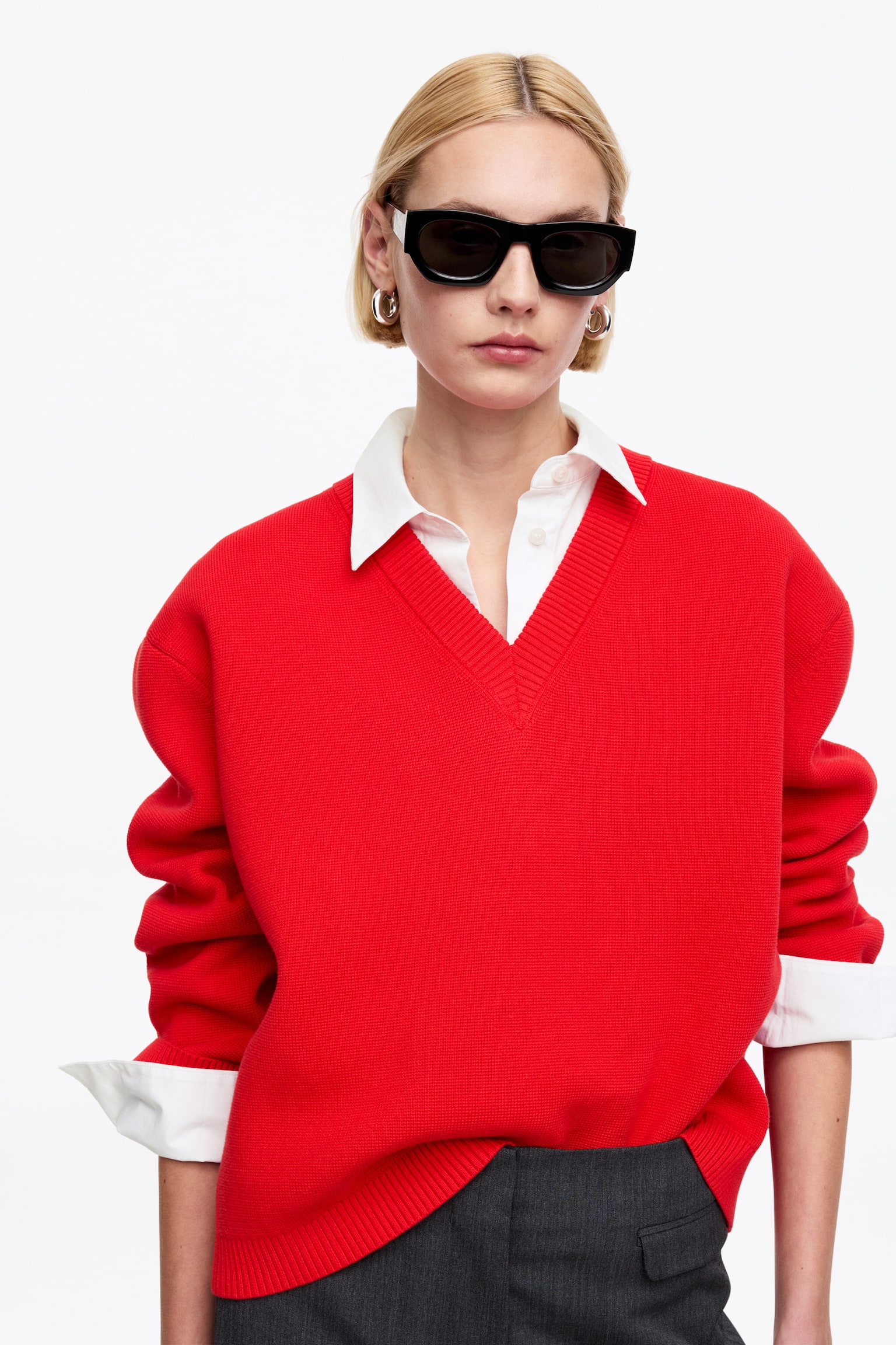 Regular-Fit poplin ing - Fehér/Bordó - 10