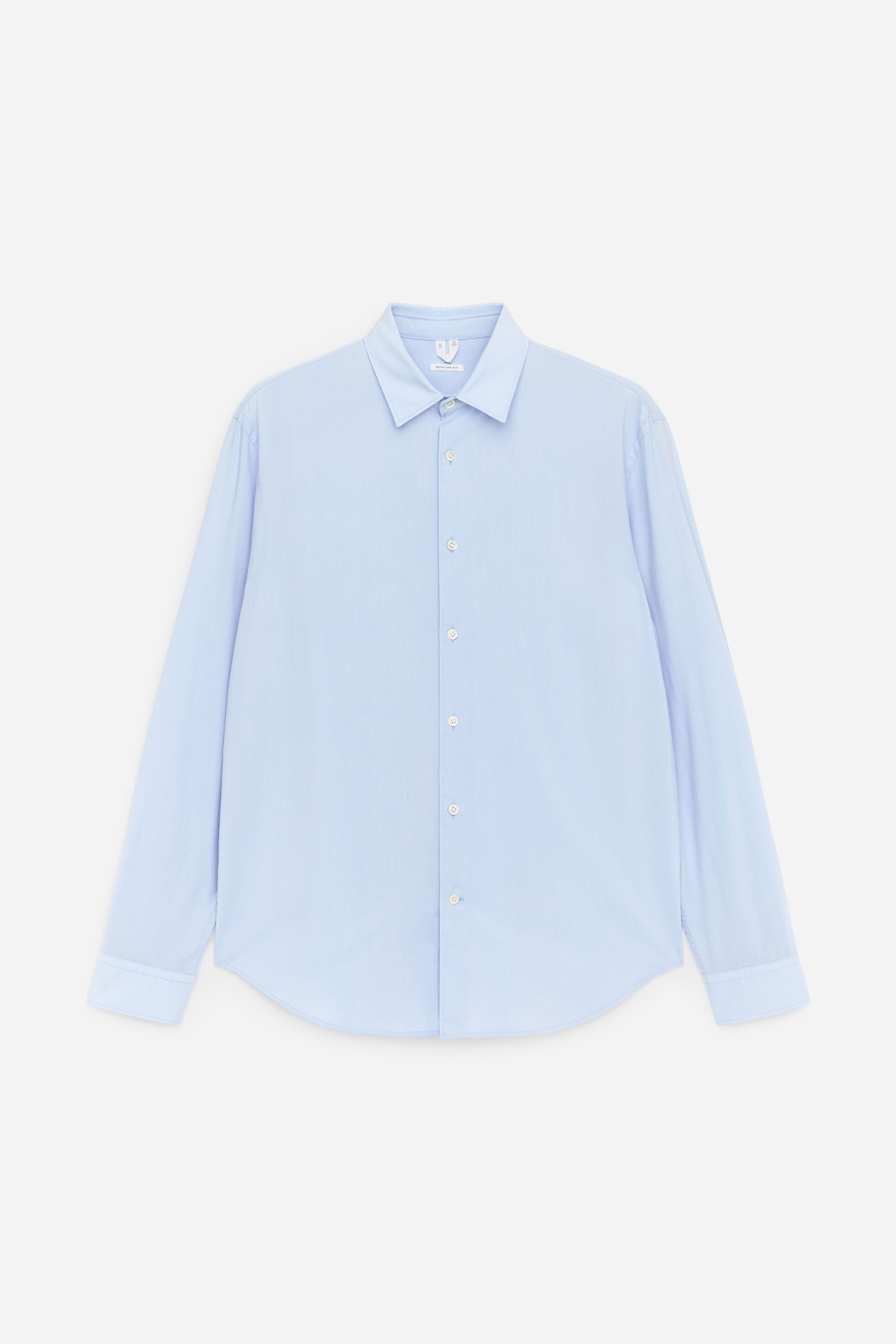 Skjorte i bomuld og lyocell - Lyseblå/Mørkeblå