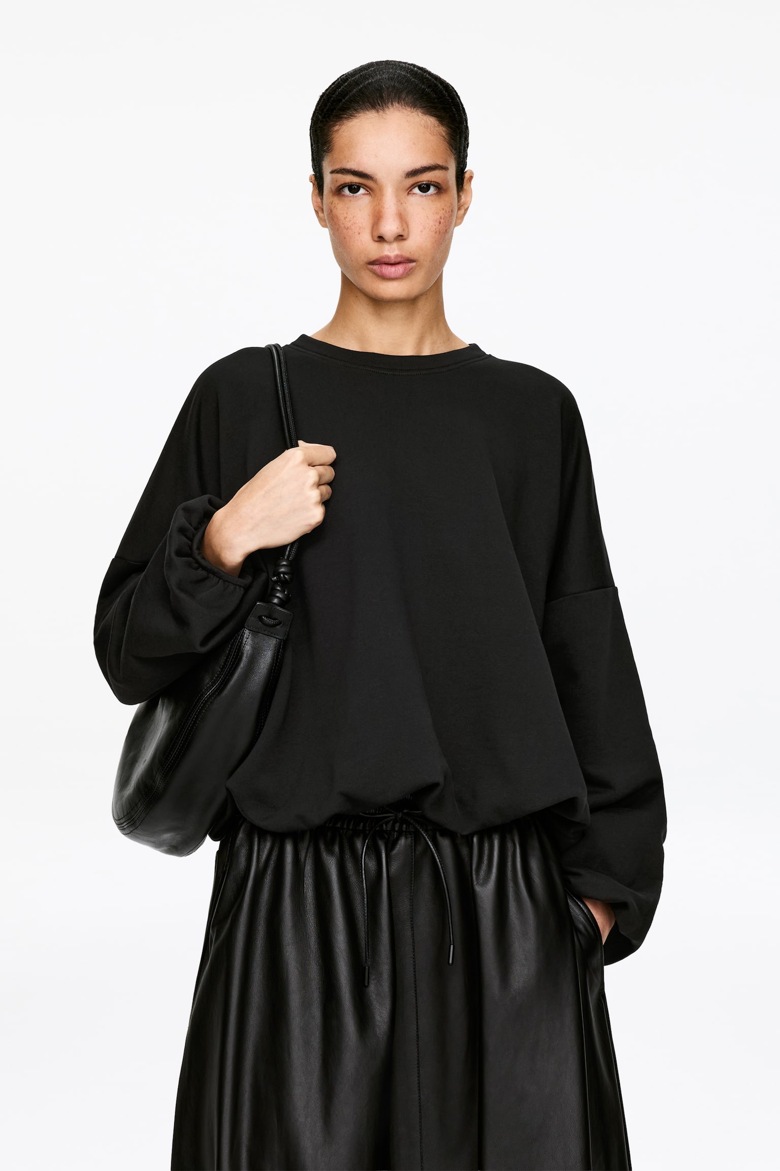 Felpa a palloncino - Nero/Marrone - 1