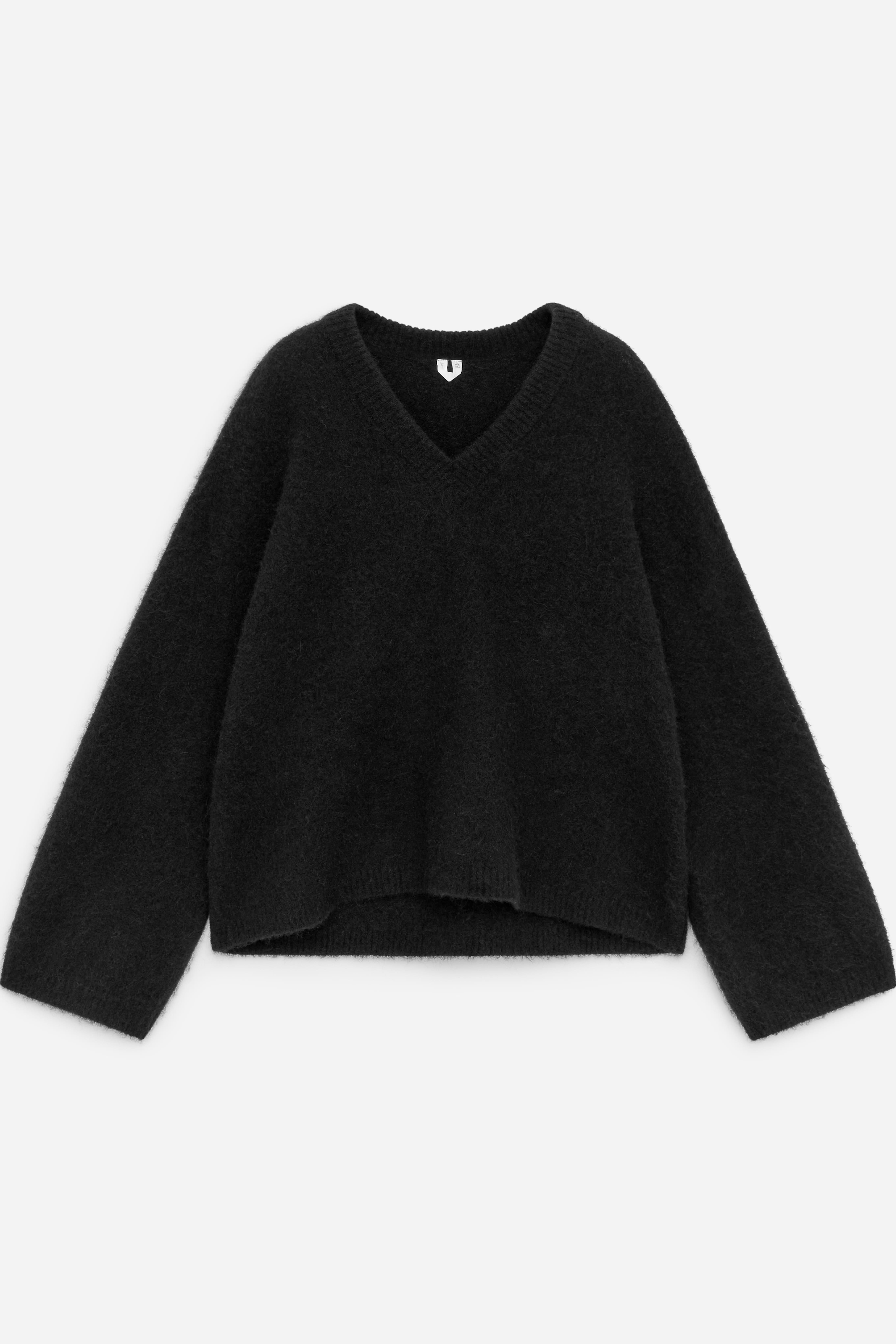 Maglione con scollo a V in misto alpaca e lana - Nero/Talpa