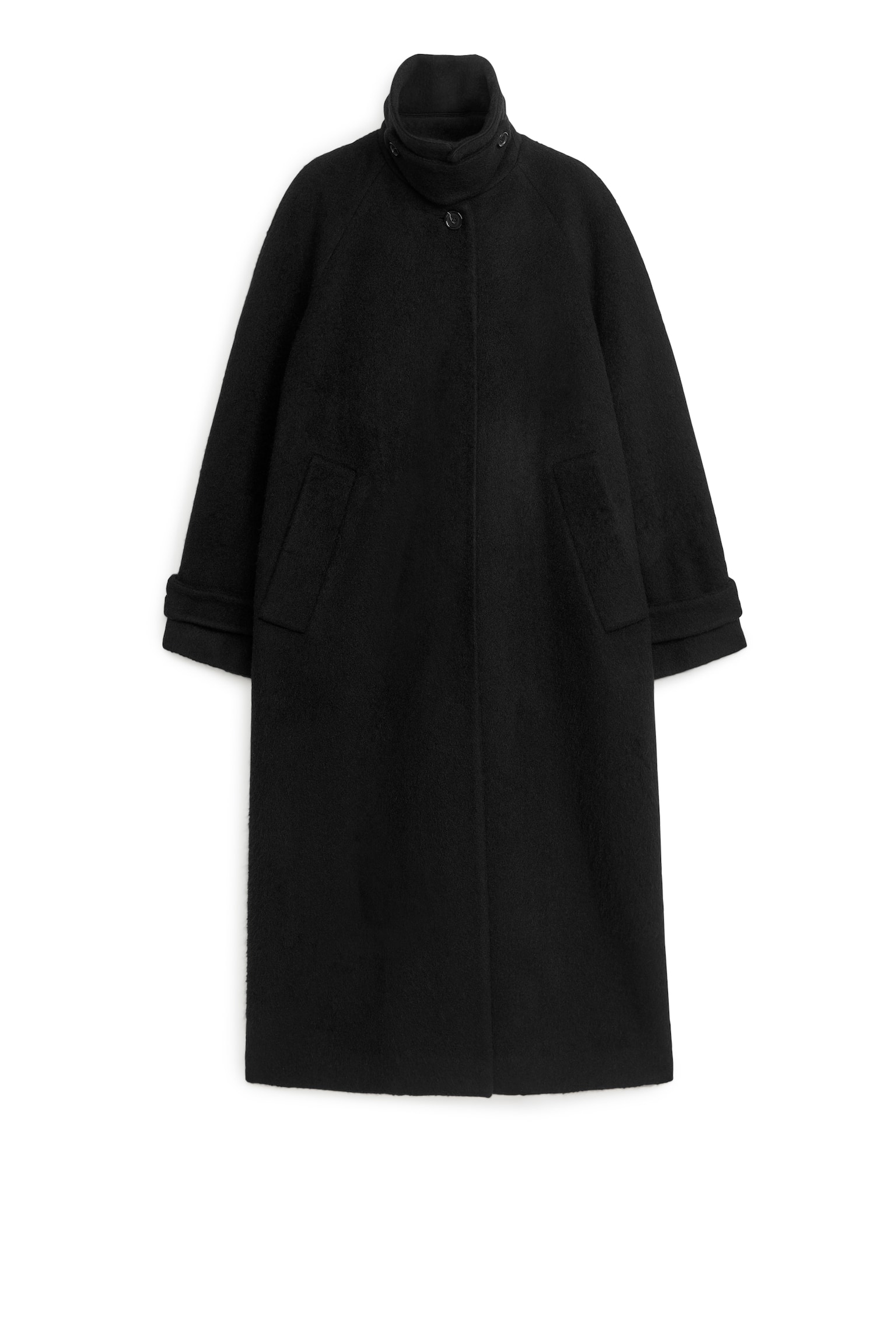 Oversized Wool Coat - Black - 7