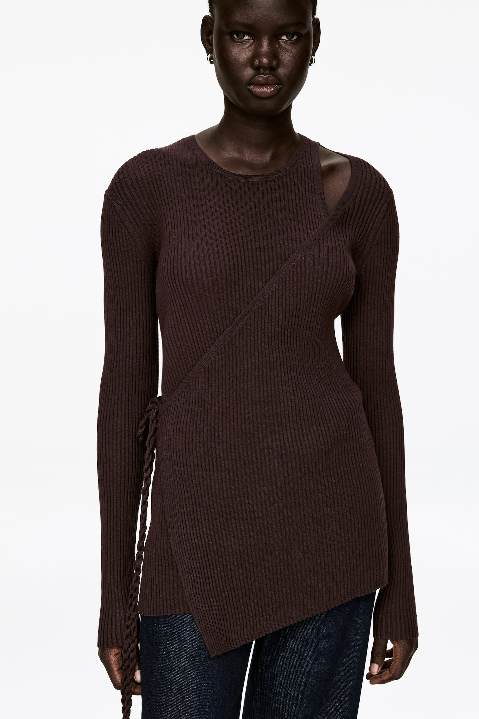 Geripptes Wickeloberteil - Dunkelbraun - 6