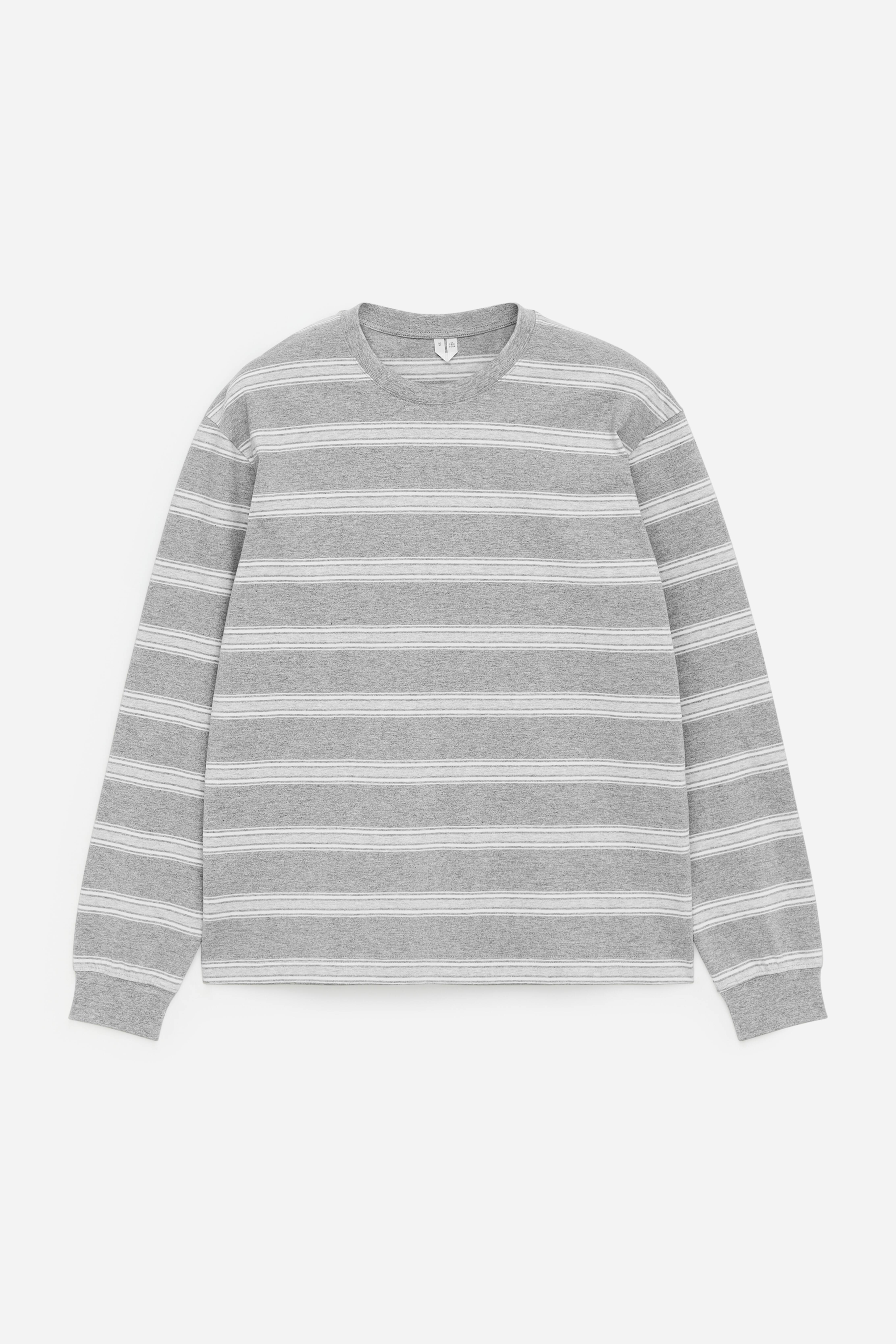 Lockeres Langarmshirt - Grau/Weiß