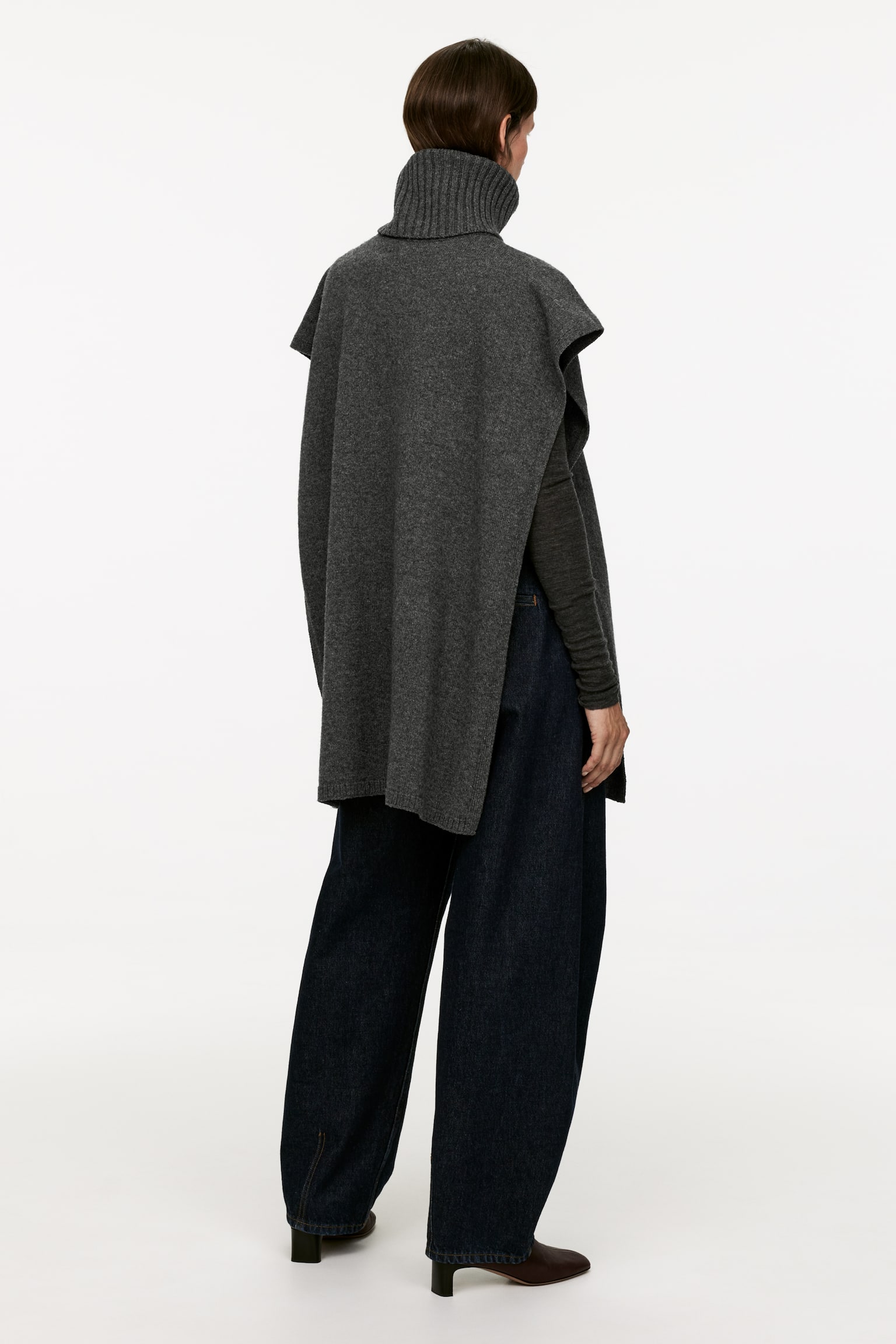 Wool Poncho - Dark Grey Melange - 6