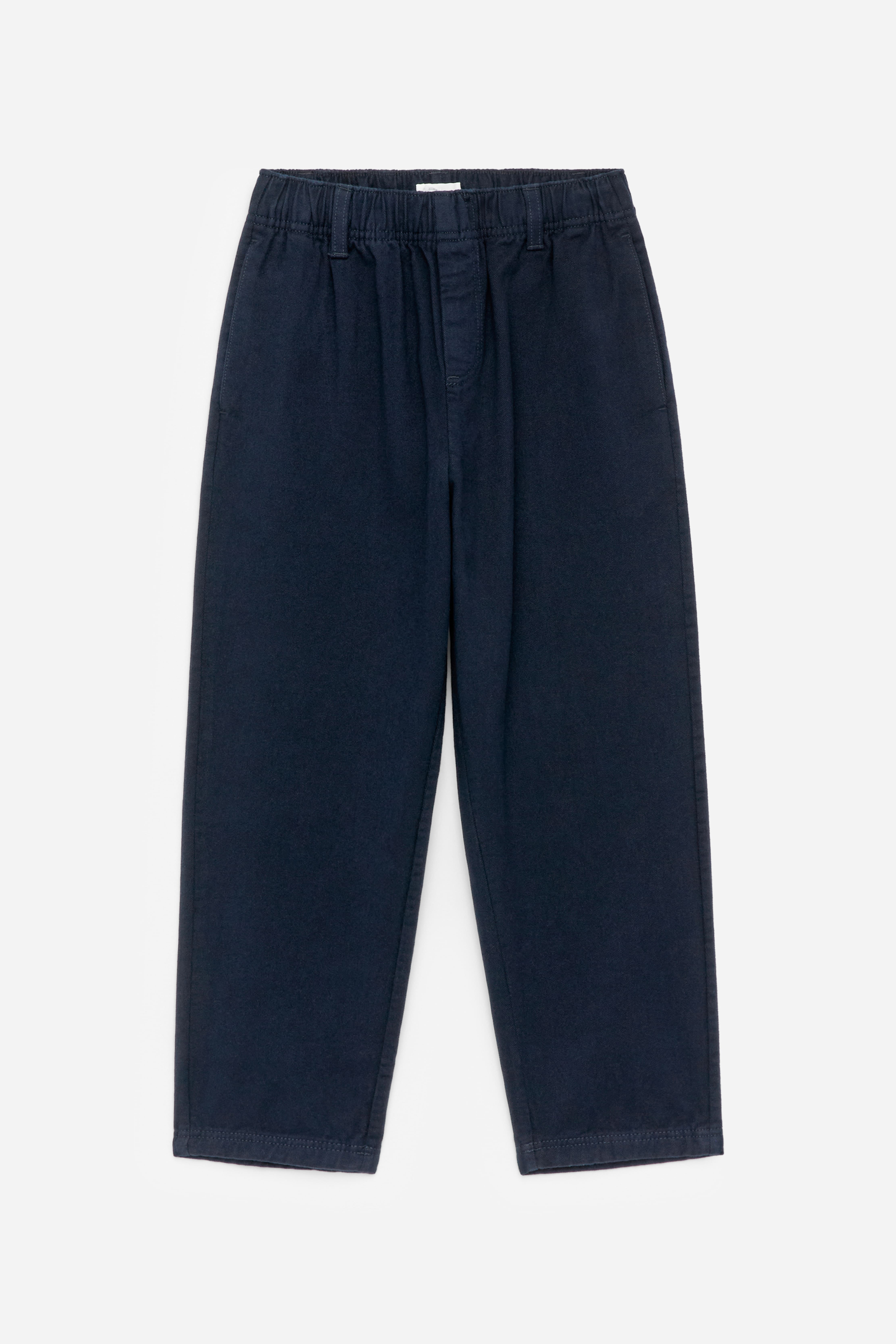 Katoenen chino met taps toelopende pijpen - Donkerblauw/Felblauw/Beige