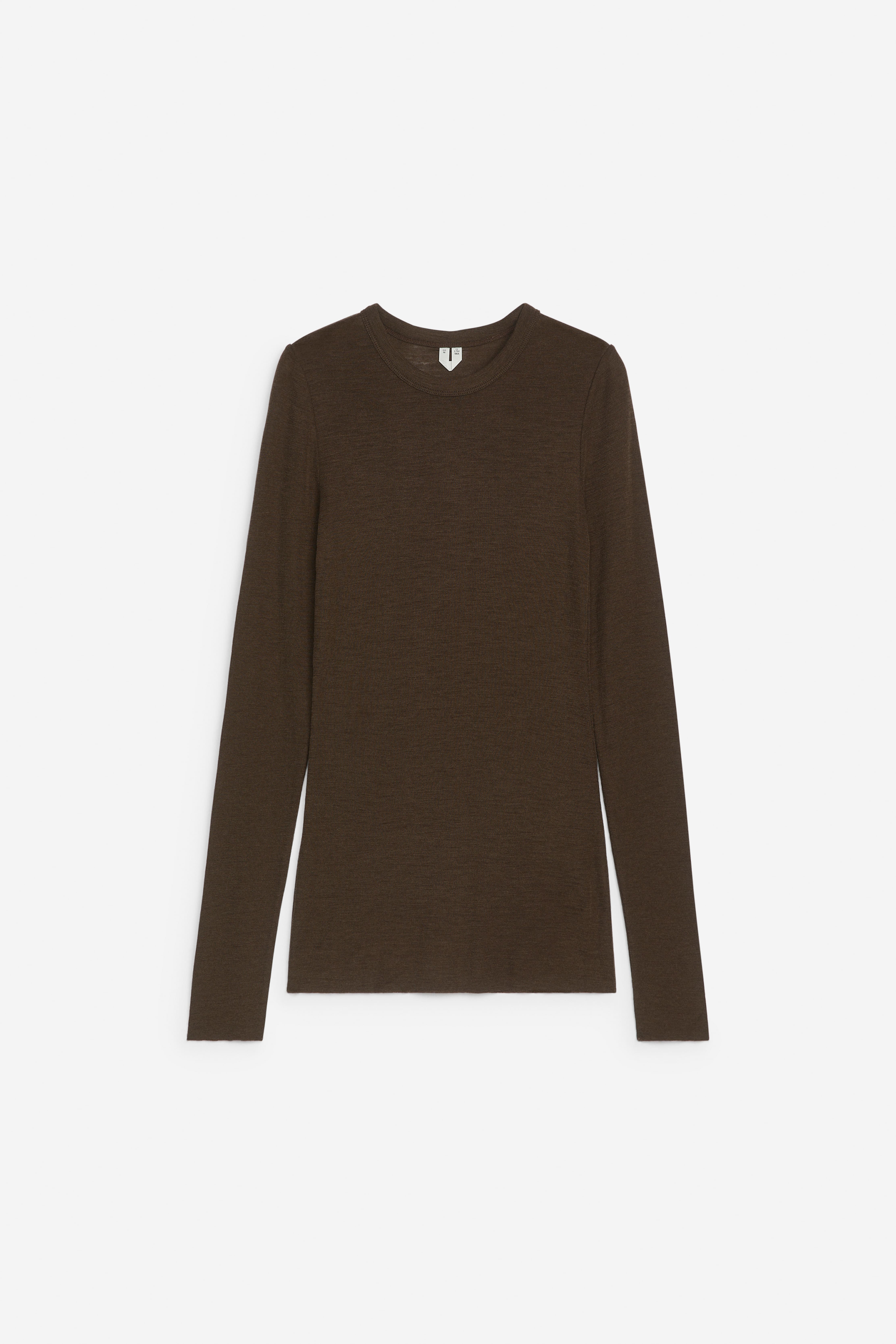 Top z wełny merynosów z długim rękawem - Ciemnobrązowy/Ciemnoszary melanż/Ciemnomusztardowy/Czarny