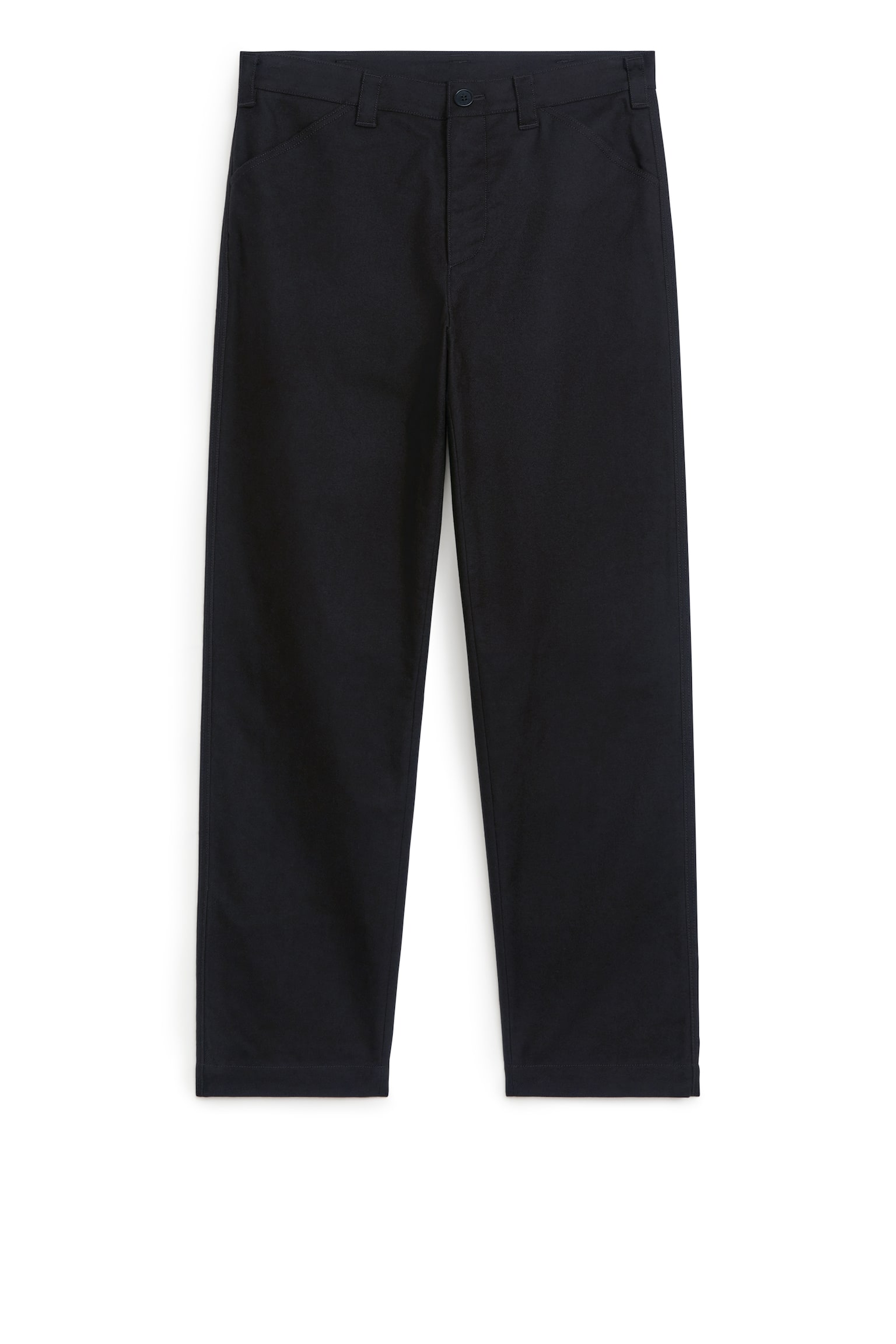 Cotton Moleskin Twill Trousers - Dark Blue/Dark Mole - 2