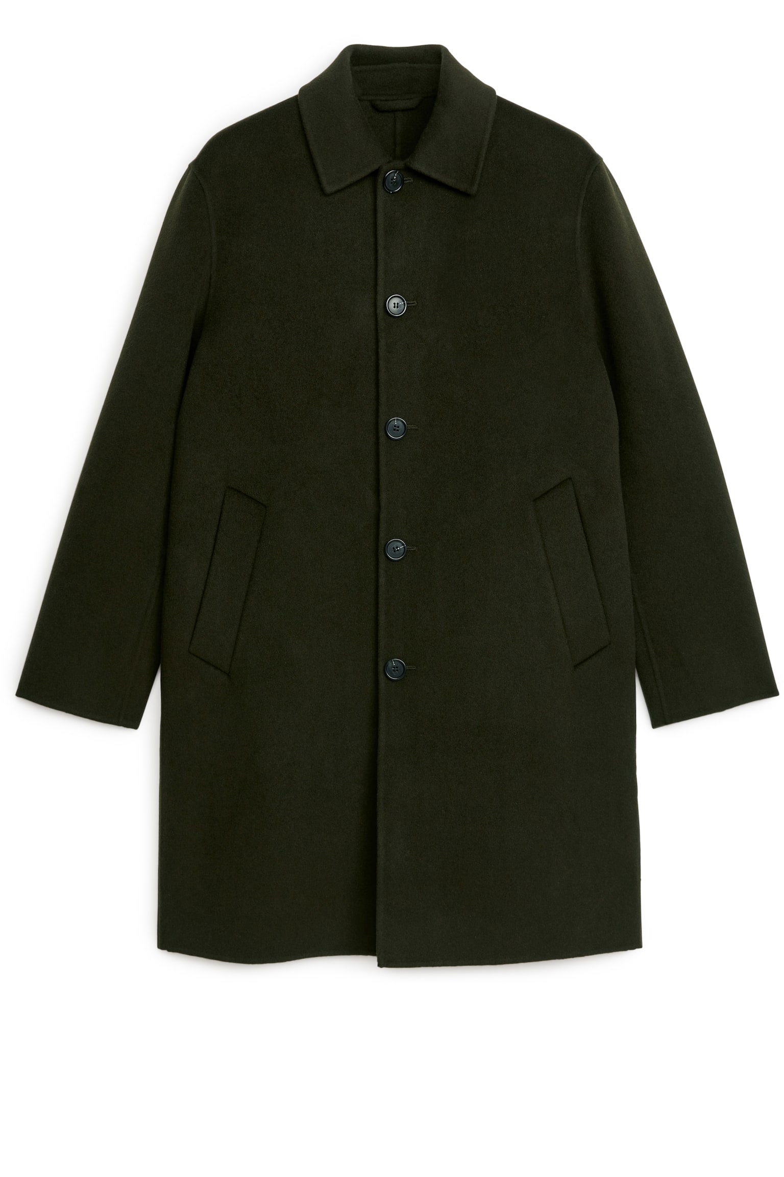 Double-Face Wool Blend Coat - Dark Green/Dark Blue - 2