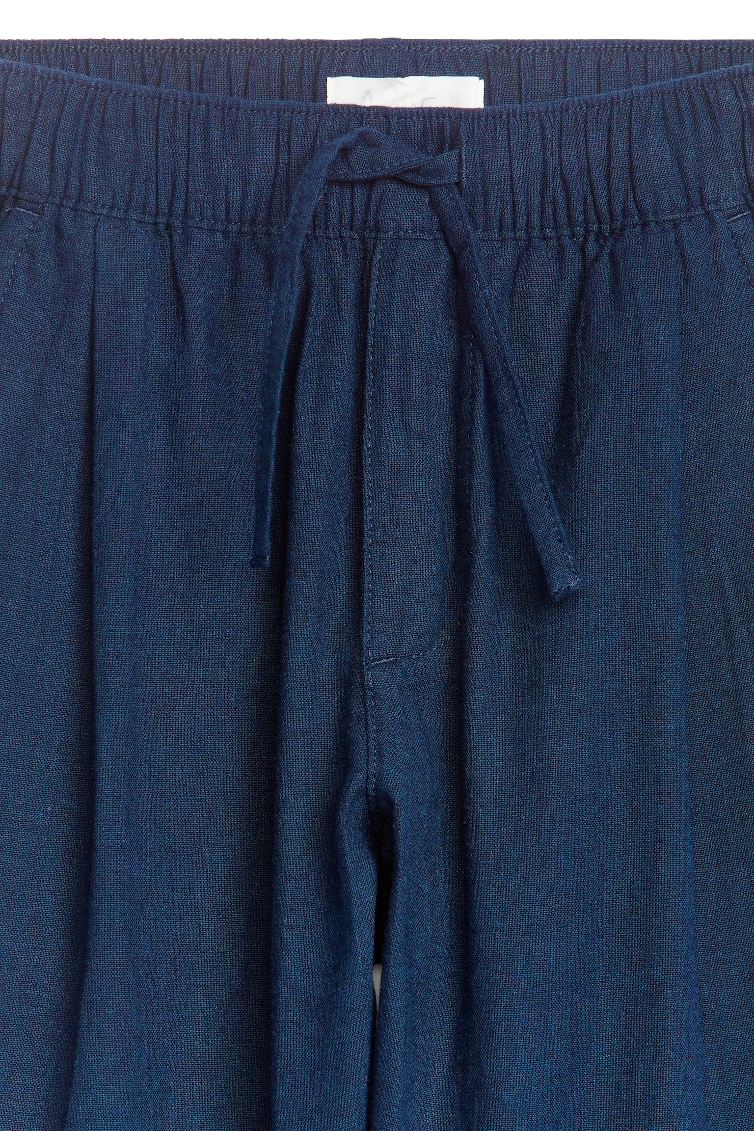 Drawstring Linen Trousers - Dark Blue - 2