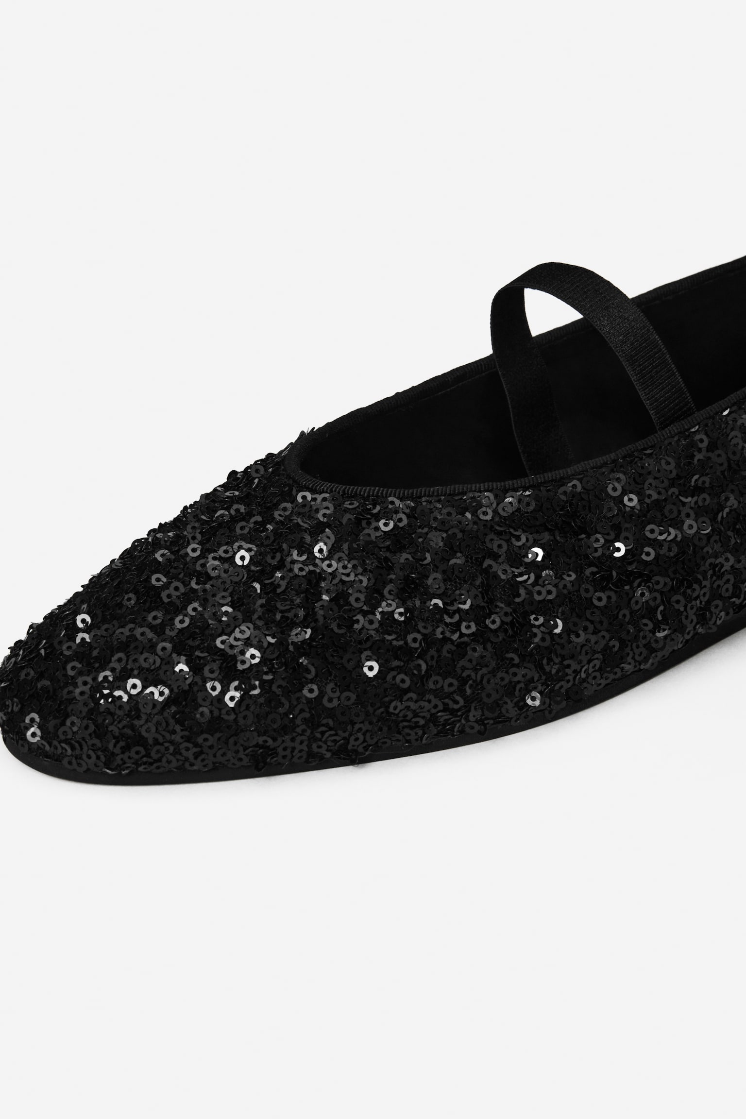 Sequin Mary Jane Flats - Black - 4