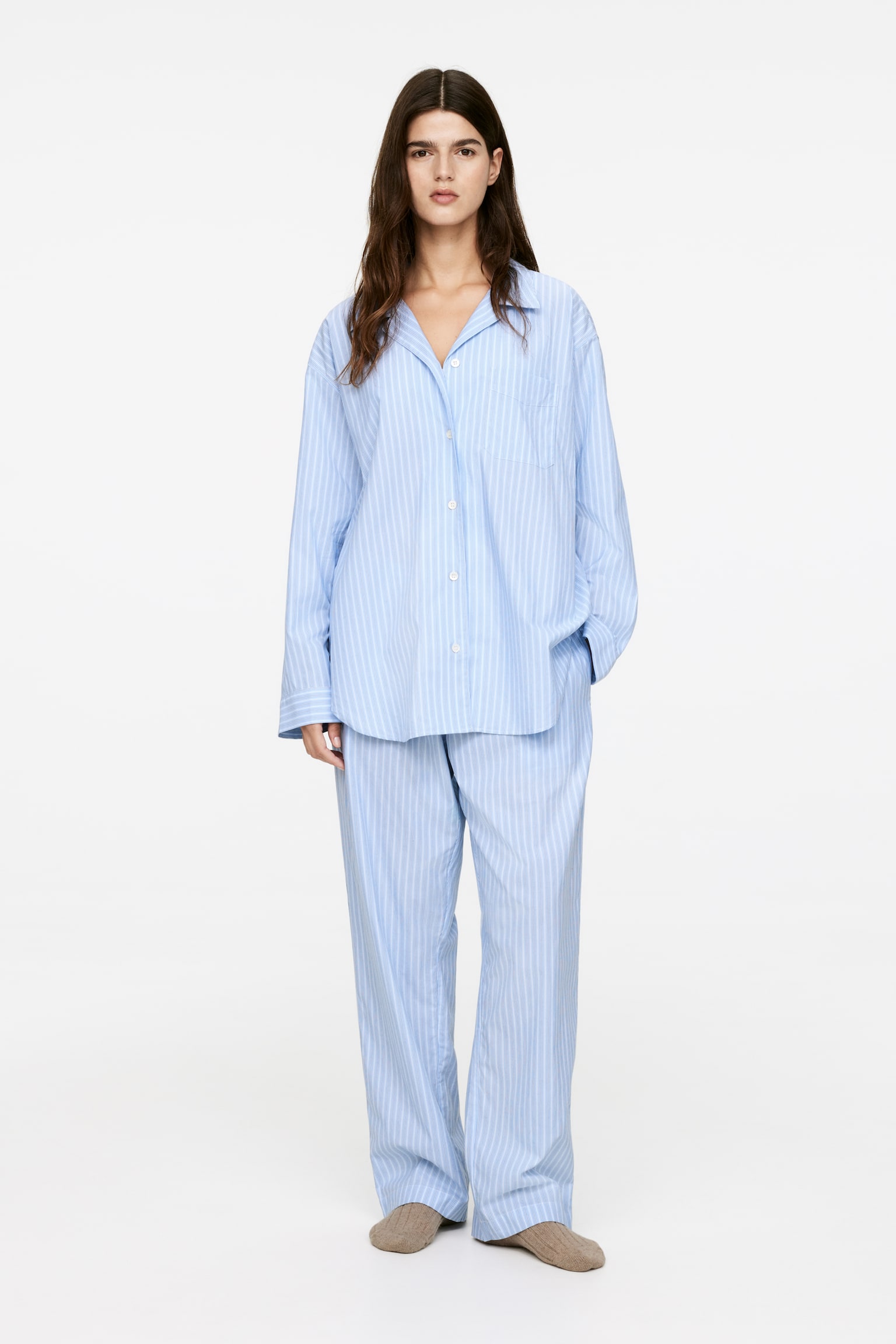 Cotton Pyjama Shirt - Blue/Striped - 5