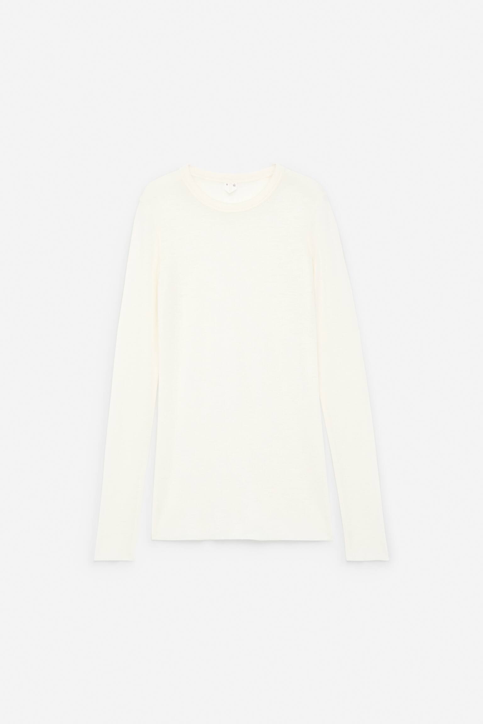 Långärmad topp i merinoull - Beige/Mörkgråmelerad/Svart/Mörkbrun/Mörk senapsgul - 2