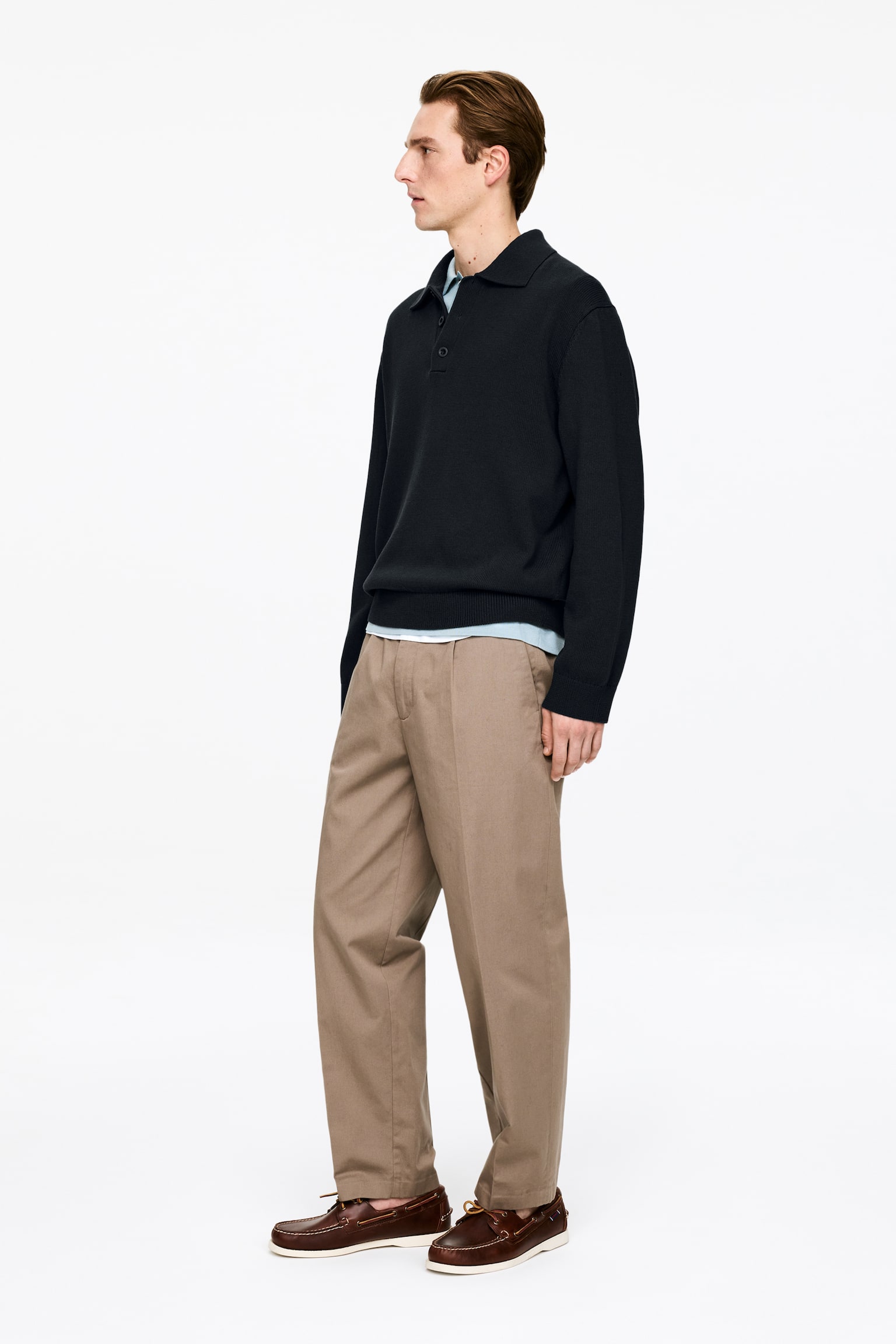 Tenniströja i lyocell och bomull - Mörkblå/Beige/Grön - 4