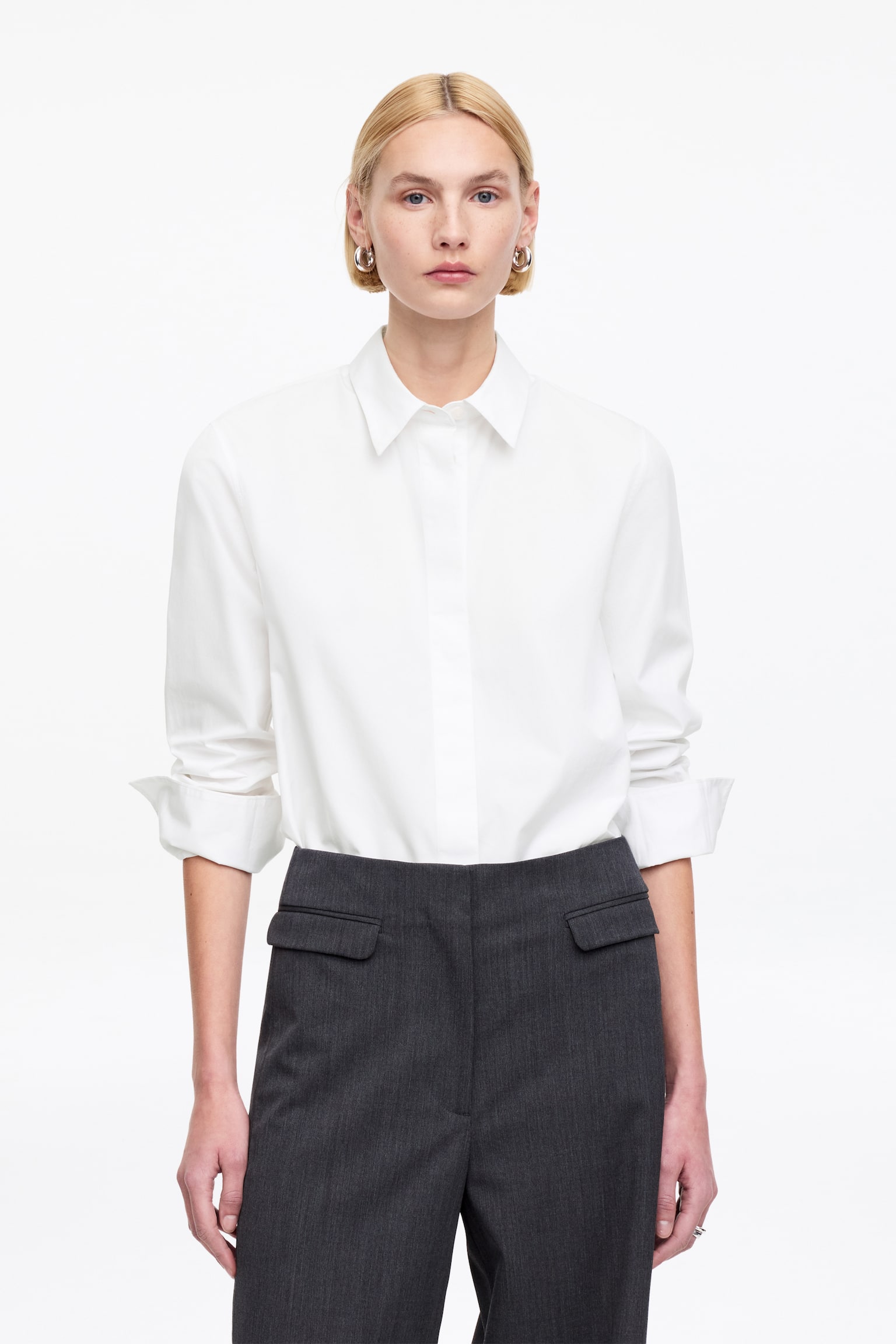 Regular-Fit poplin ing - Fehér/Bordó - 11