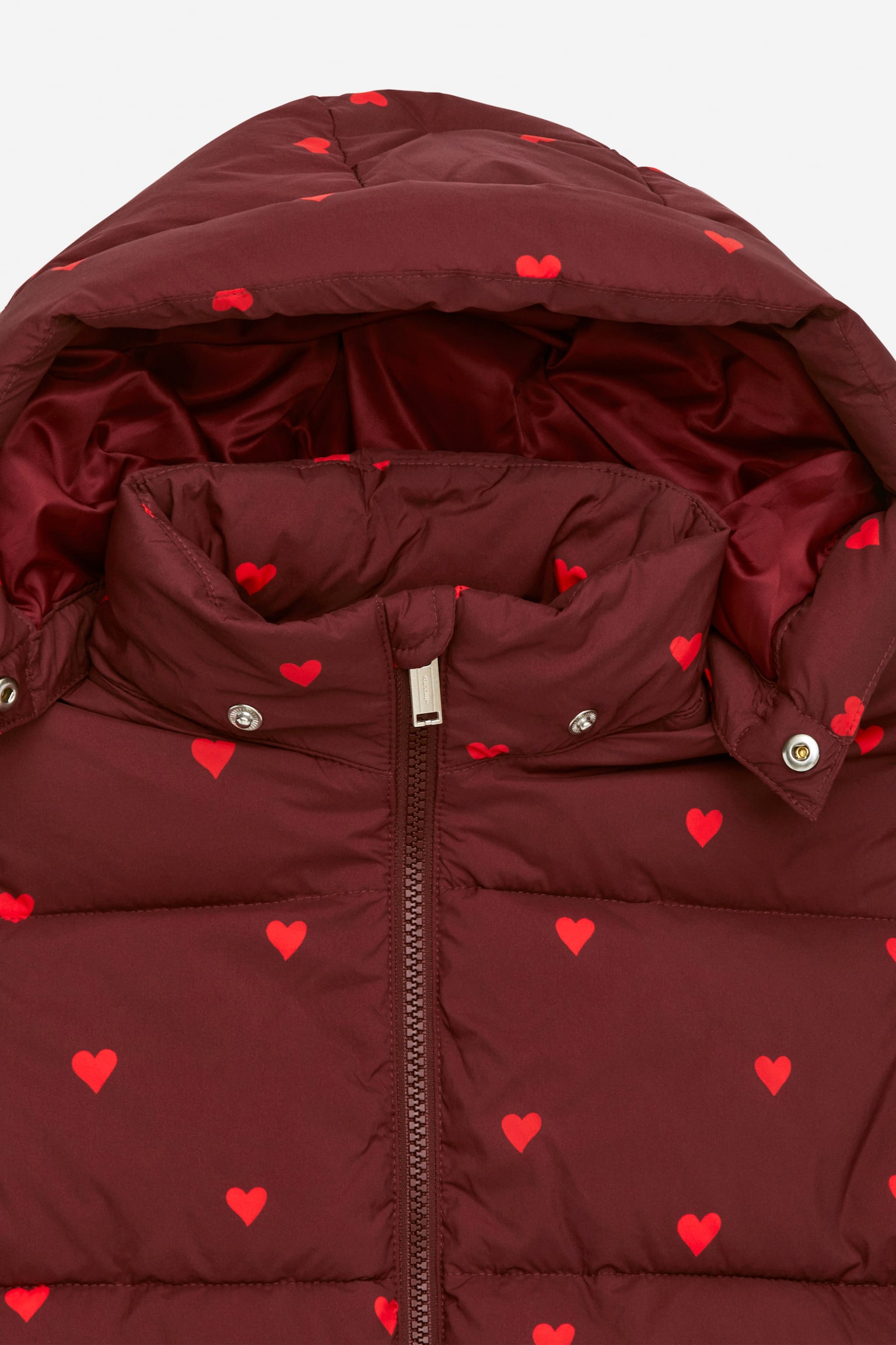 Print Puffer Jacket - Burgundy/Hearts/Off White/Blue - 5