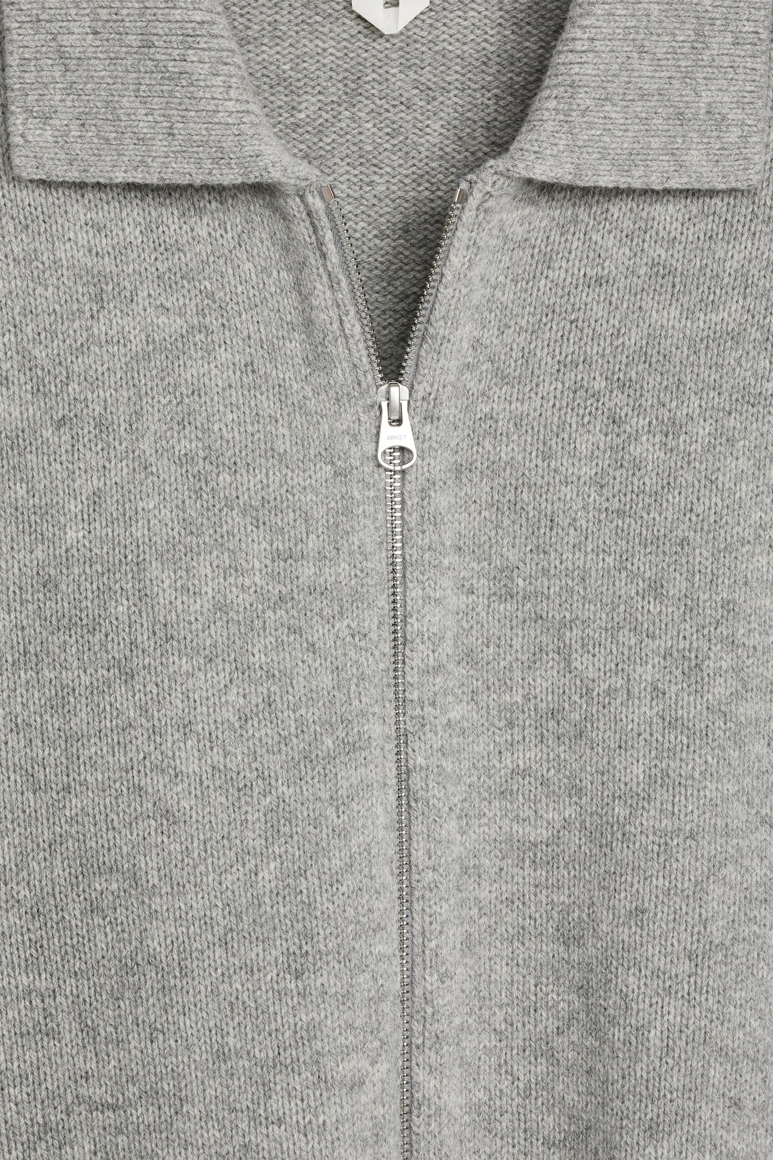 Wool Zip Cardigan - Grey Melange - 3