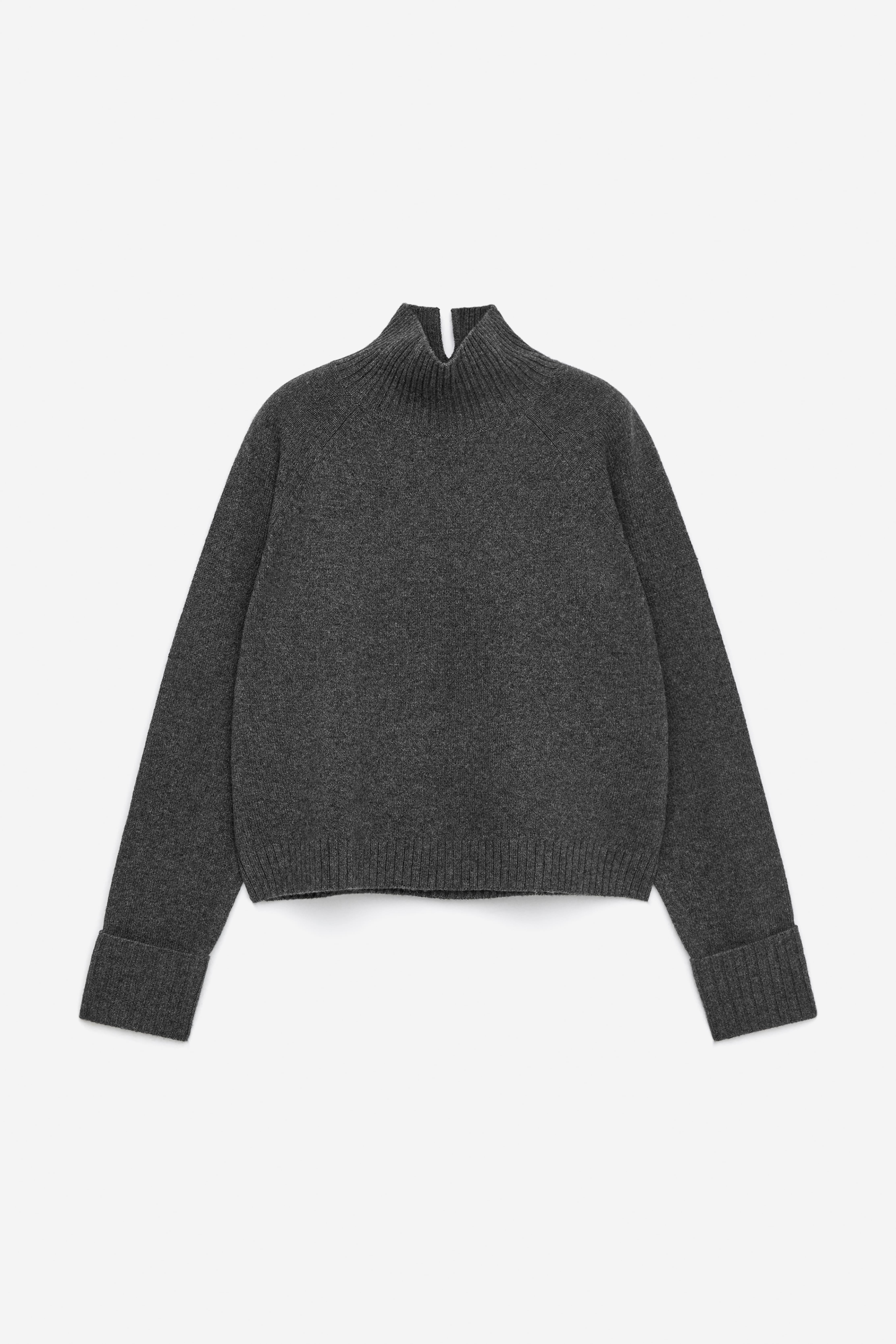 Maglione a collo alto in lana - Grigio scuro mélange/Nero