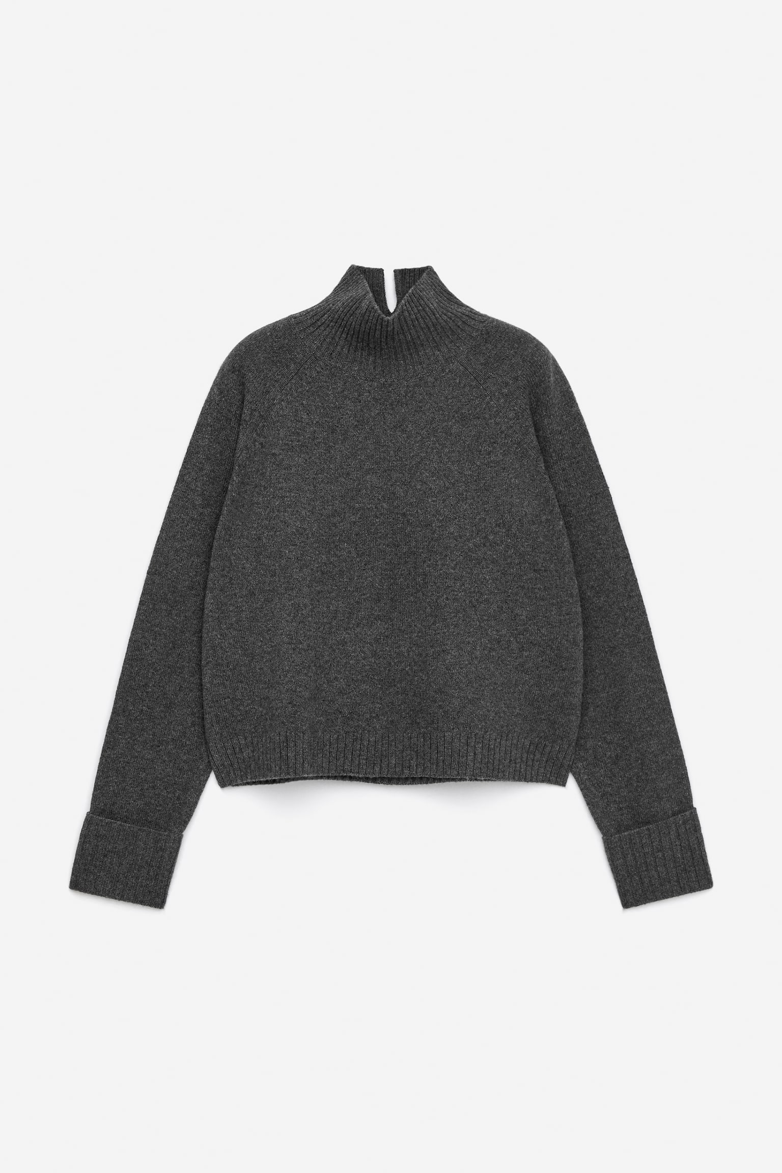 Maglione a collo alto in lana - Grigio scuro mélange/Nero - 2