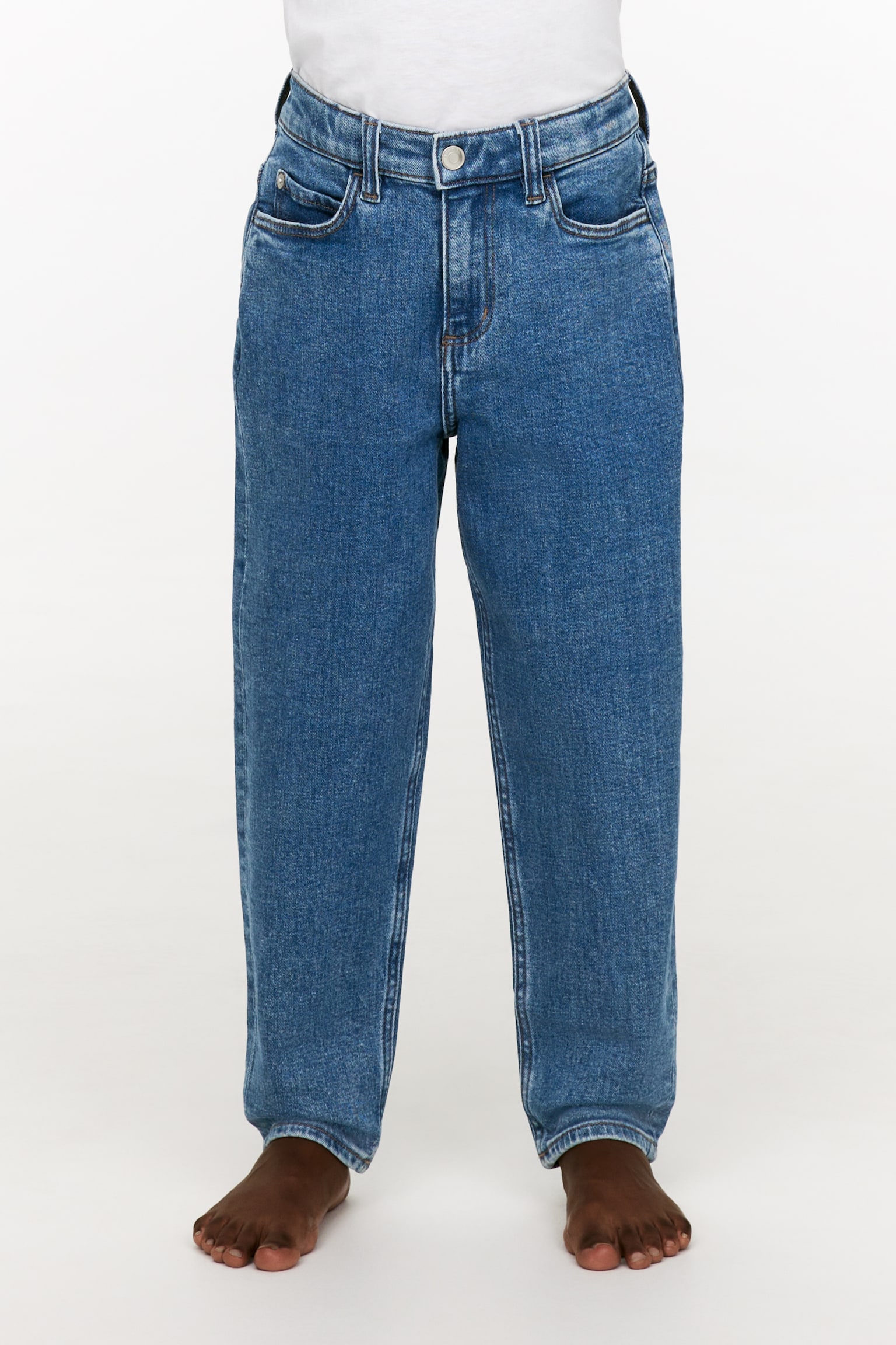 Tapered Stretch Jeans - Mid Blue - 5